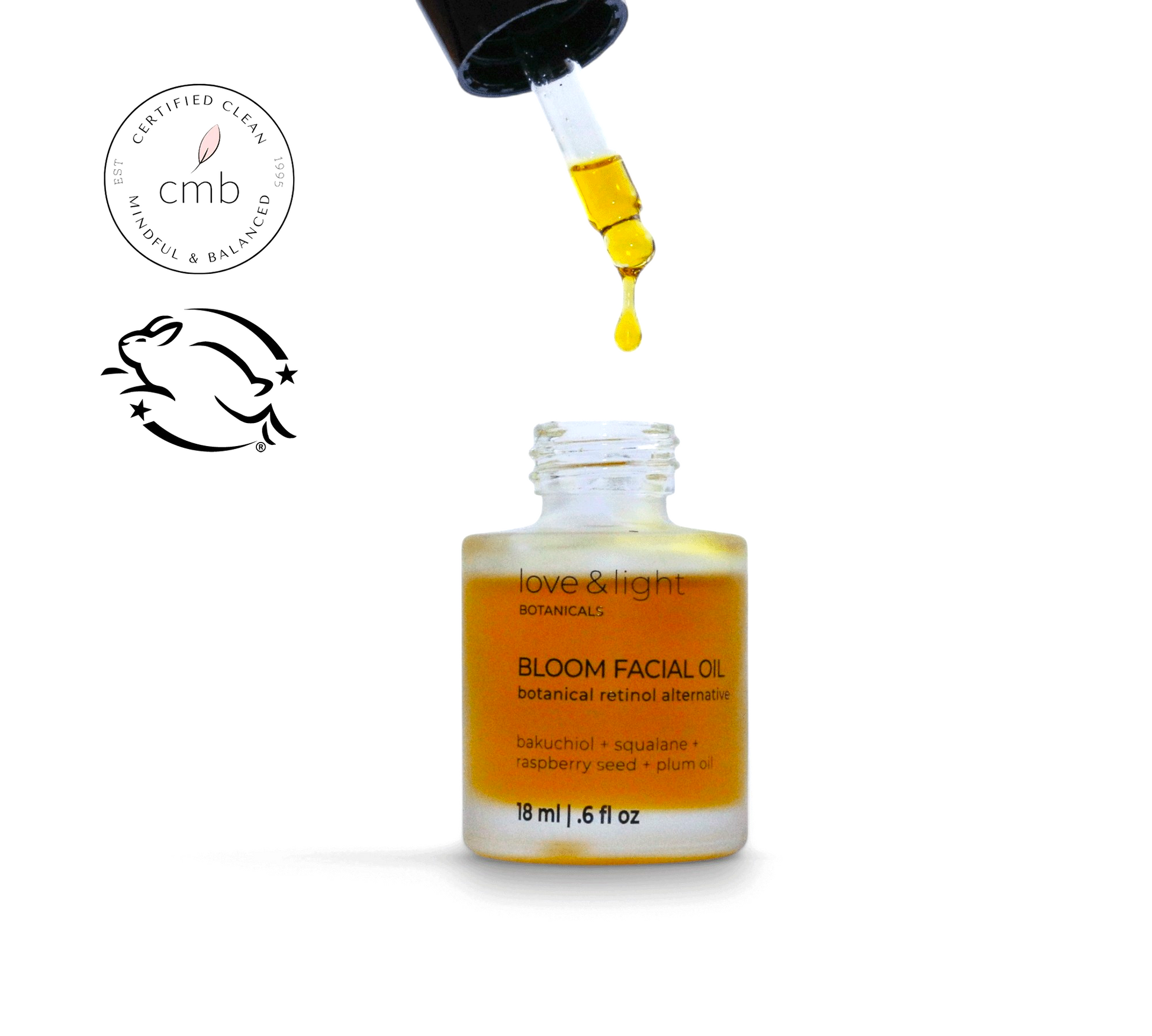 Bloom facial oil dropper detail