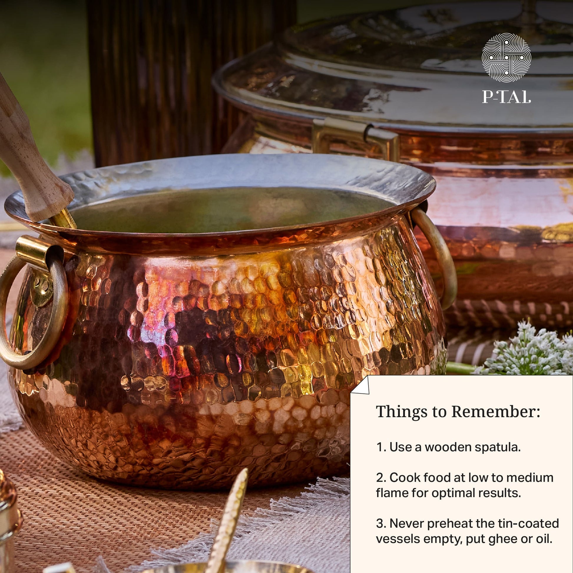 Copper Deep Bottom Cooking Pot - Stew Pot/Dutch Oven (Copper Madurai Handi) P-TAL