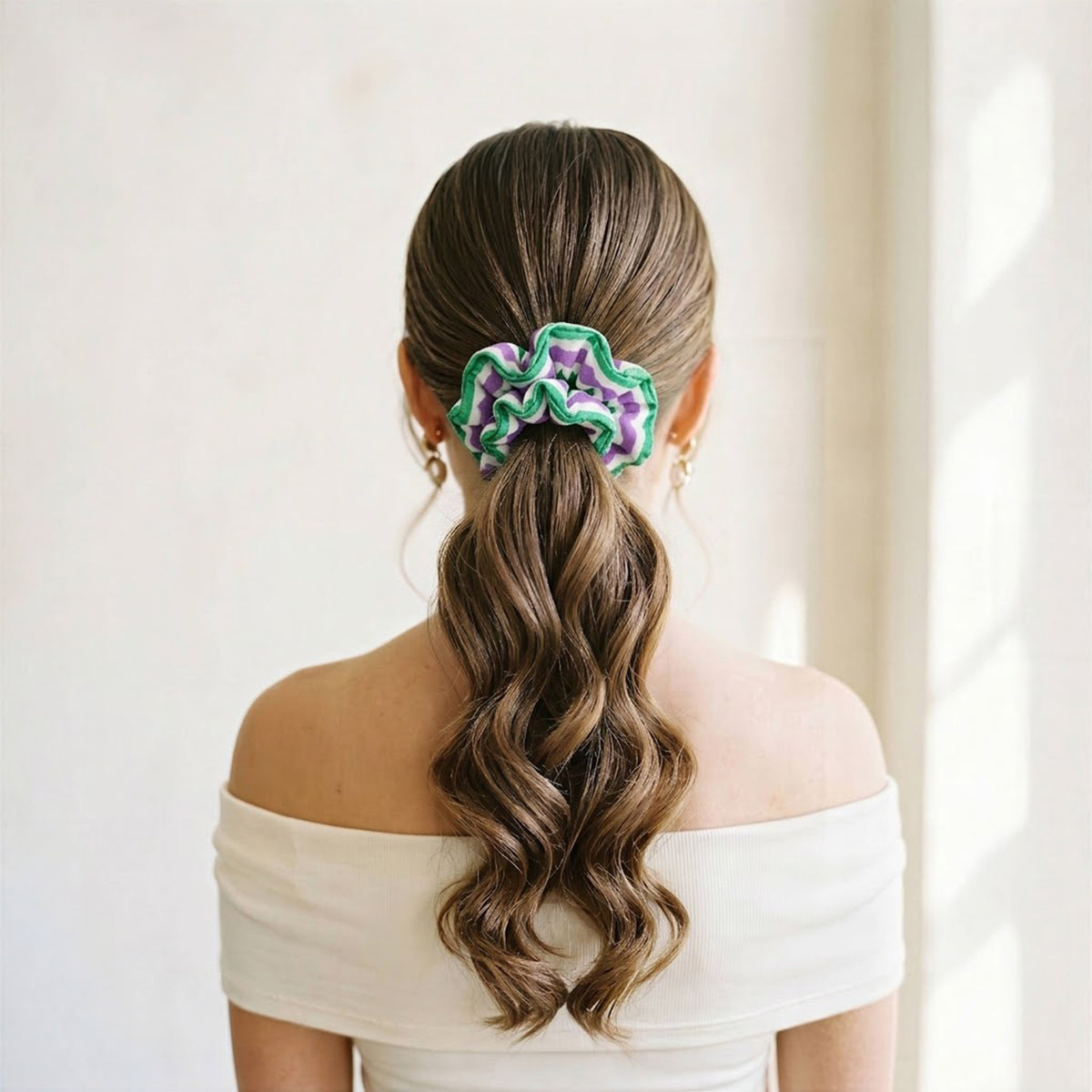 E&K Hair Scrunchies: Kelley Green Mirror Assortment (set of 4)
