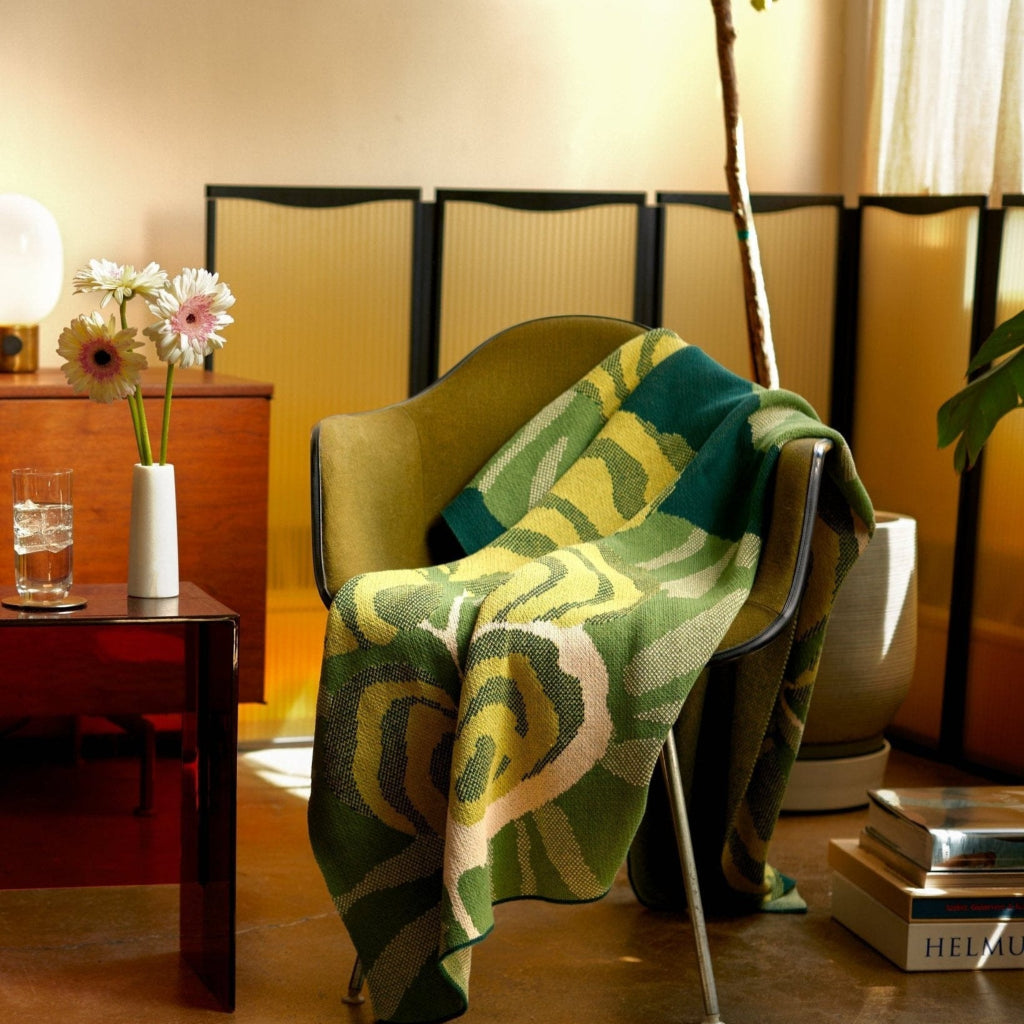 In2Green Eco Throw Cotton Sustainable Knit Floral Throw Blanket - Floréal 7 by E.A. Seguy