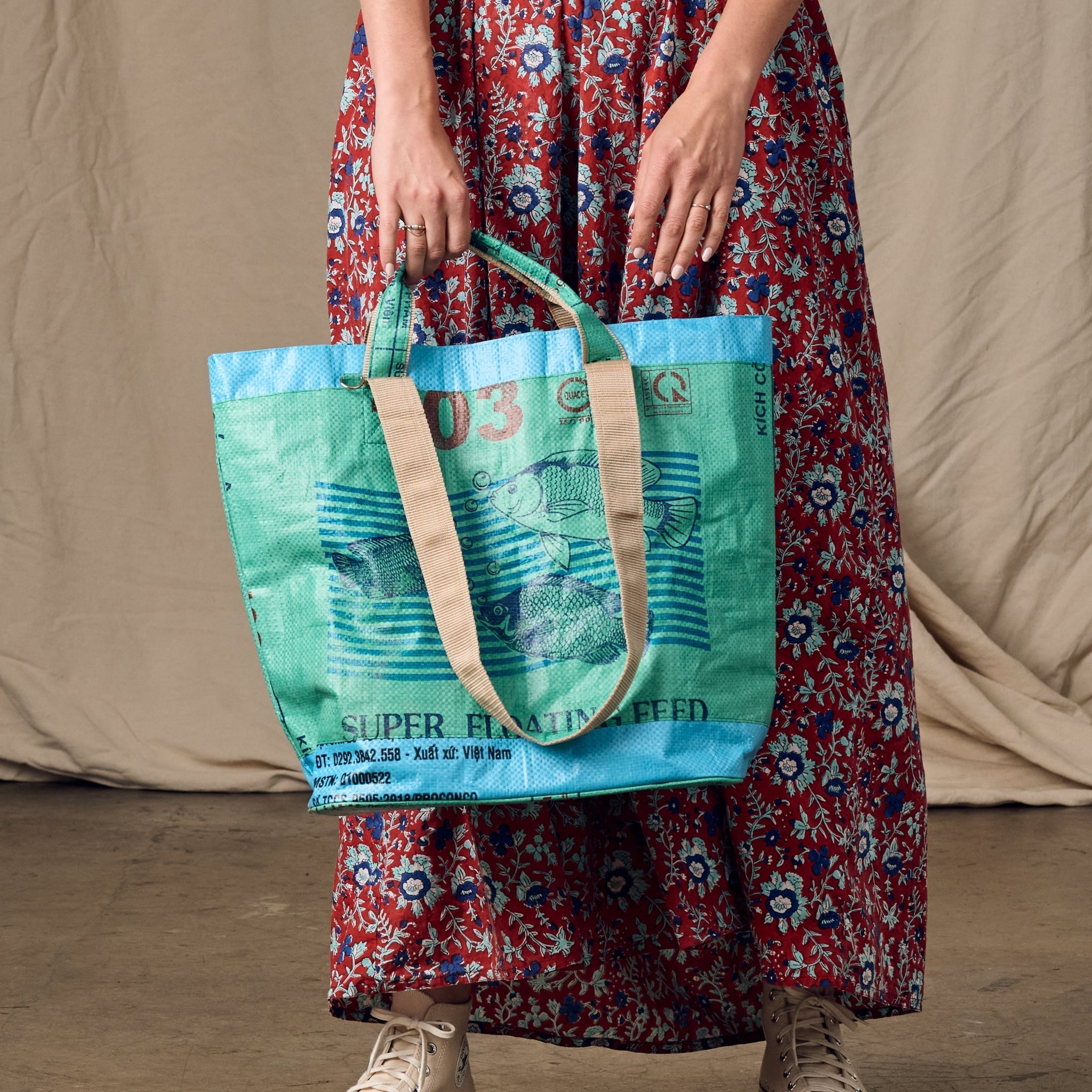 Trei Recycled Feed Bag Lined Tote