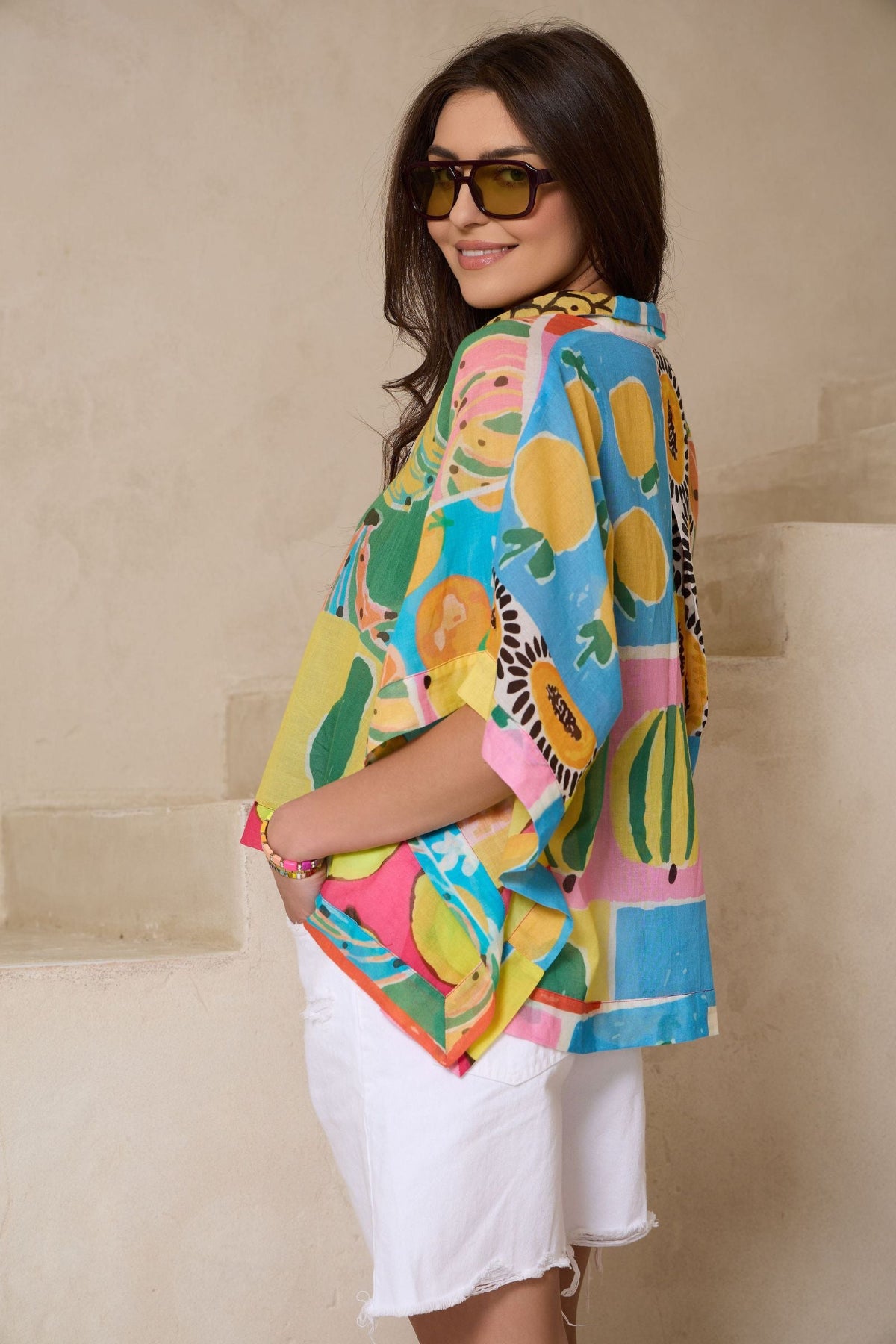 Tropical Fruit Print Top - MULTI