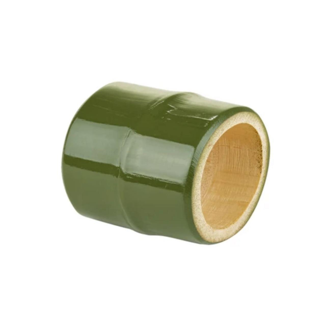 Natural bamboo napkin ring in green by Talah Home — simple elegant Brazilian table accessory