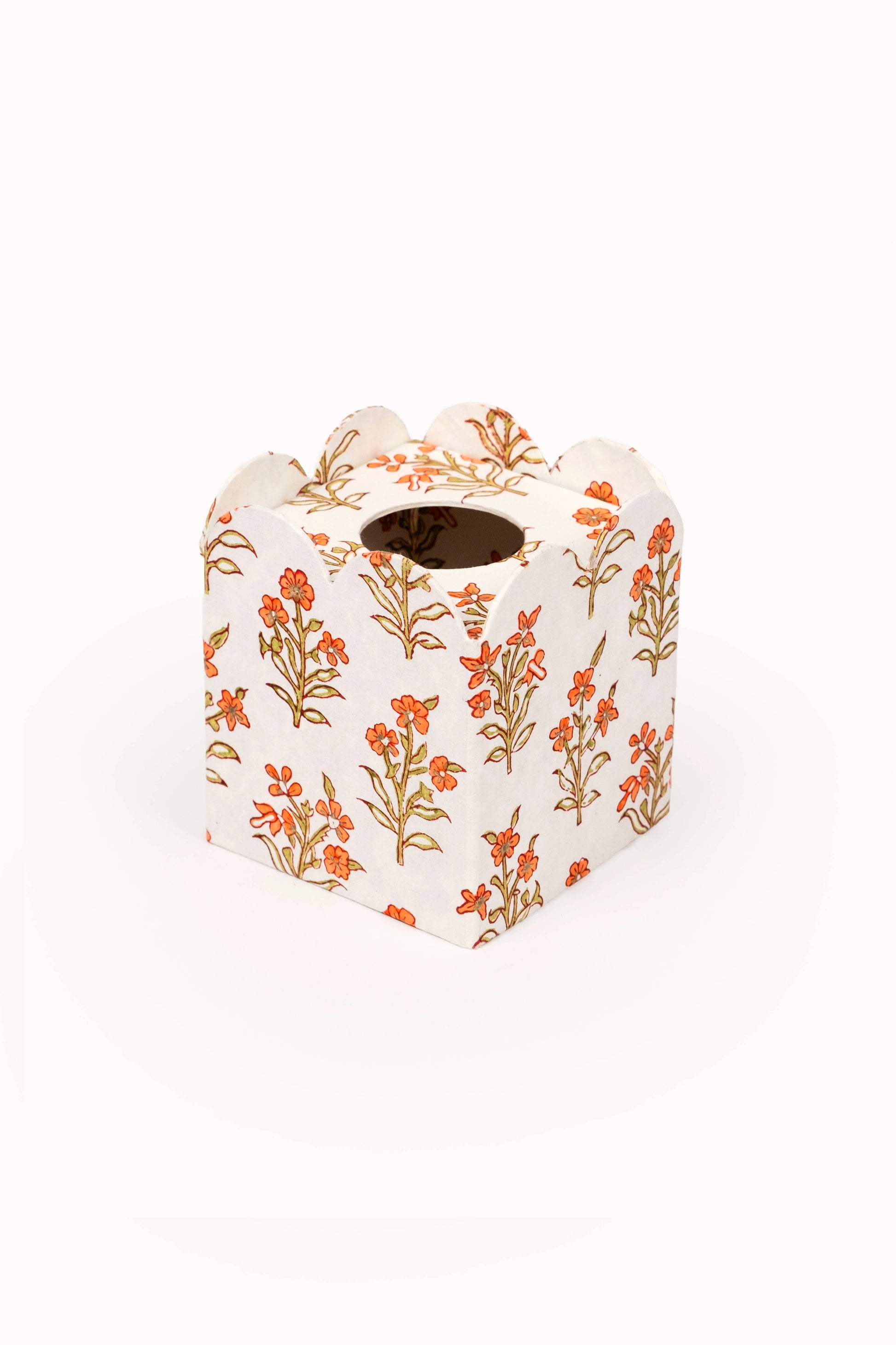 Block Print Tissue Box Cover - Leela Apricot (Collapsible)