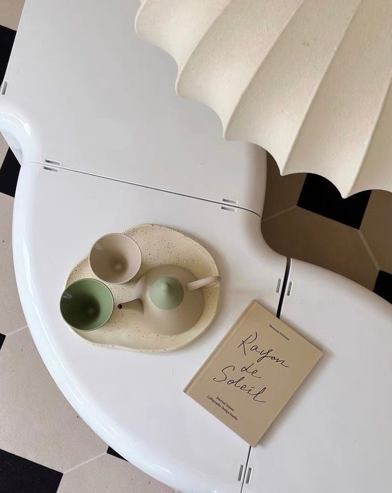 Morandi Ceramic Tea Set Gift Box - Nordic Handmade Cute Teapot & Tea Cups Set of 3 Pcs ( $26.6 Each ) - Coffee & Tea Cups - Morandi Ceramic Tea Set Gift Box-Taro - INSPECIAL HOME