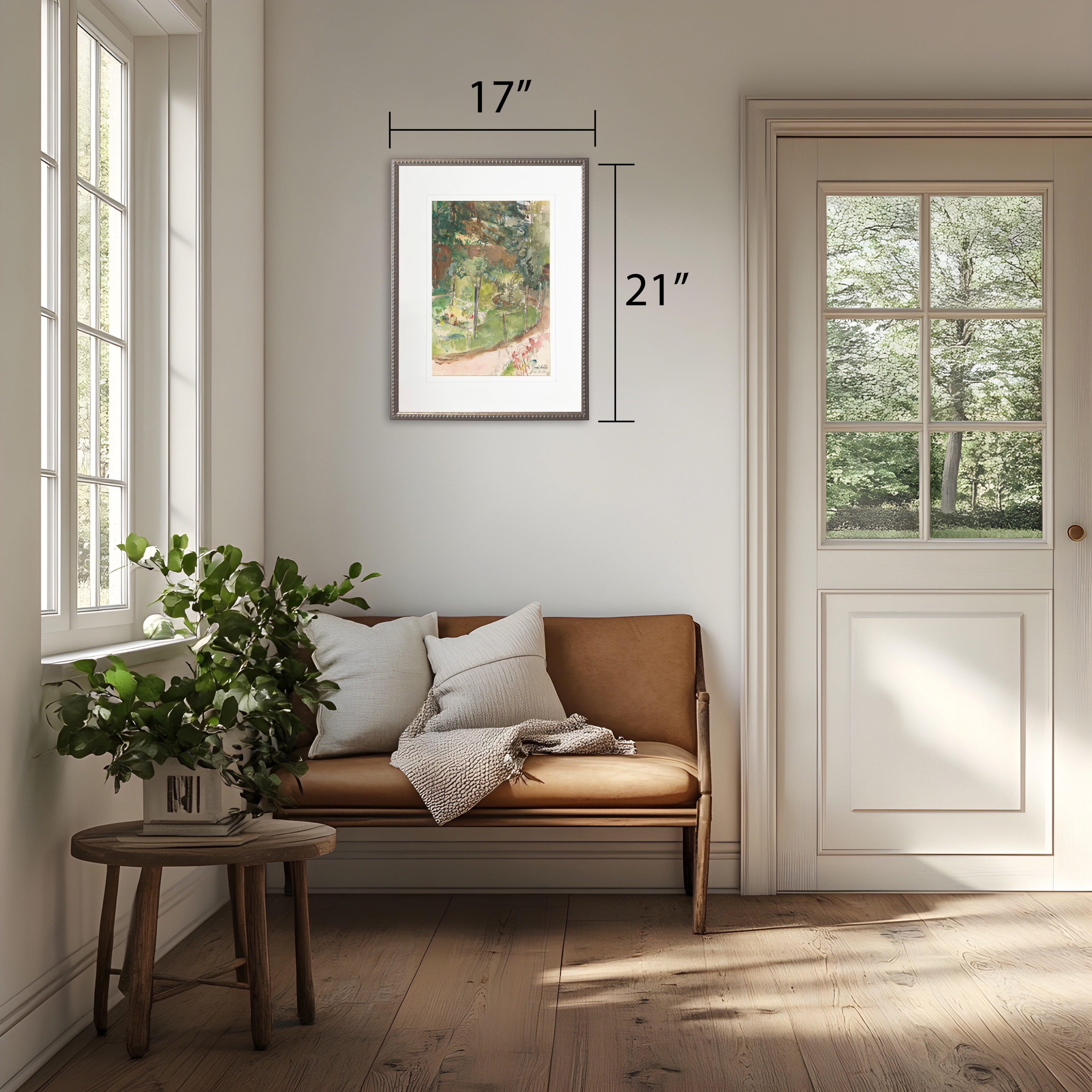 Garden Painting in Silver-Beaded Frame