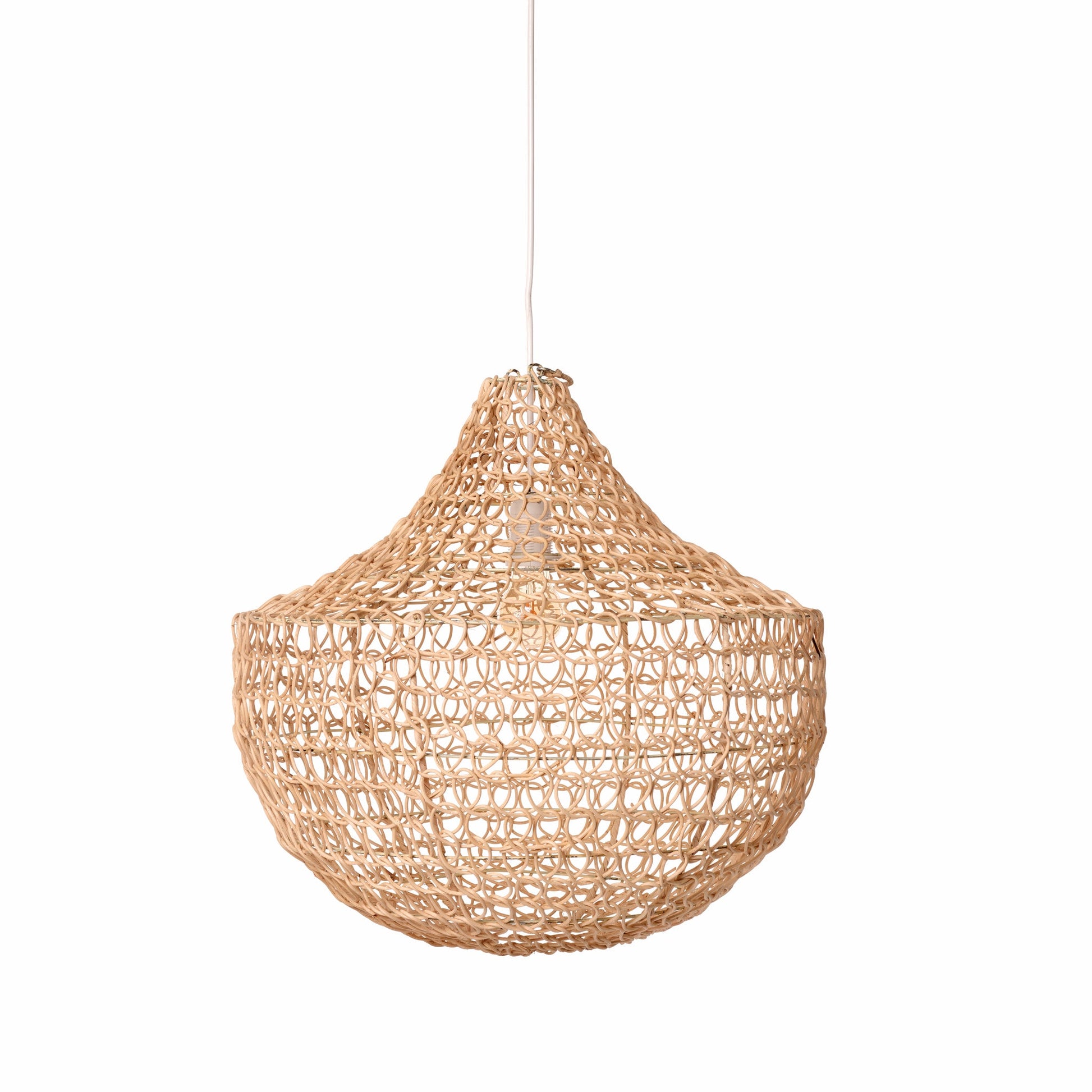 Natural Open Weave Rattan Pendant Light