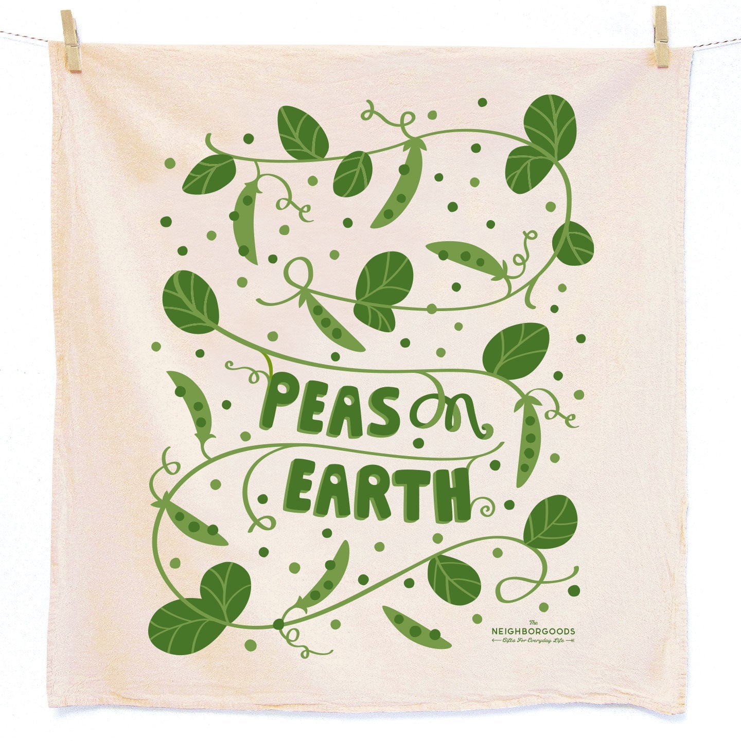 Reusable Swedish sponge clothwith peas design, featuring the phrase "Peas on earth"