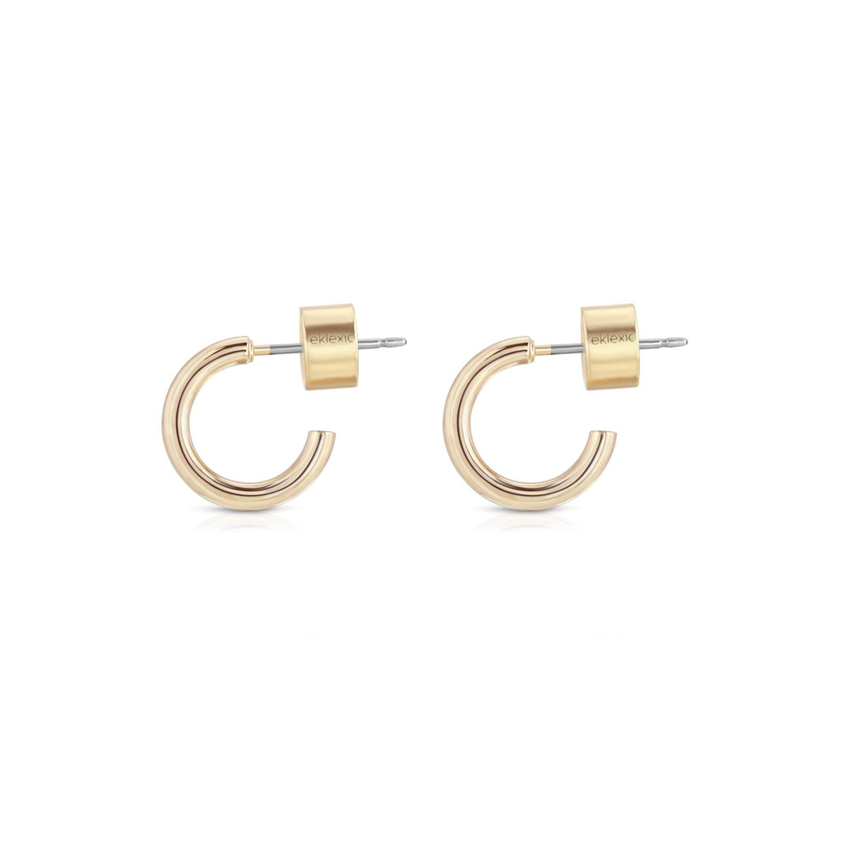 Gold hoop earrings from Jeanne Huggie Hoops, perfect for everyday style