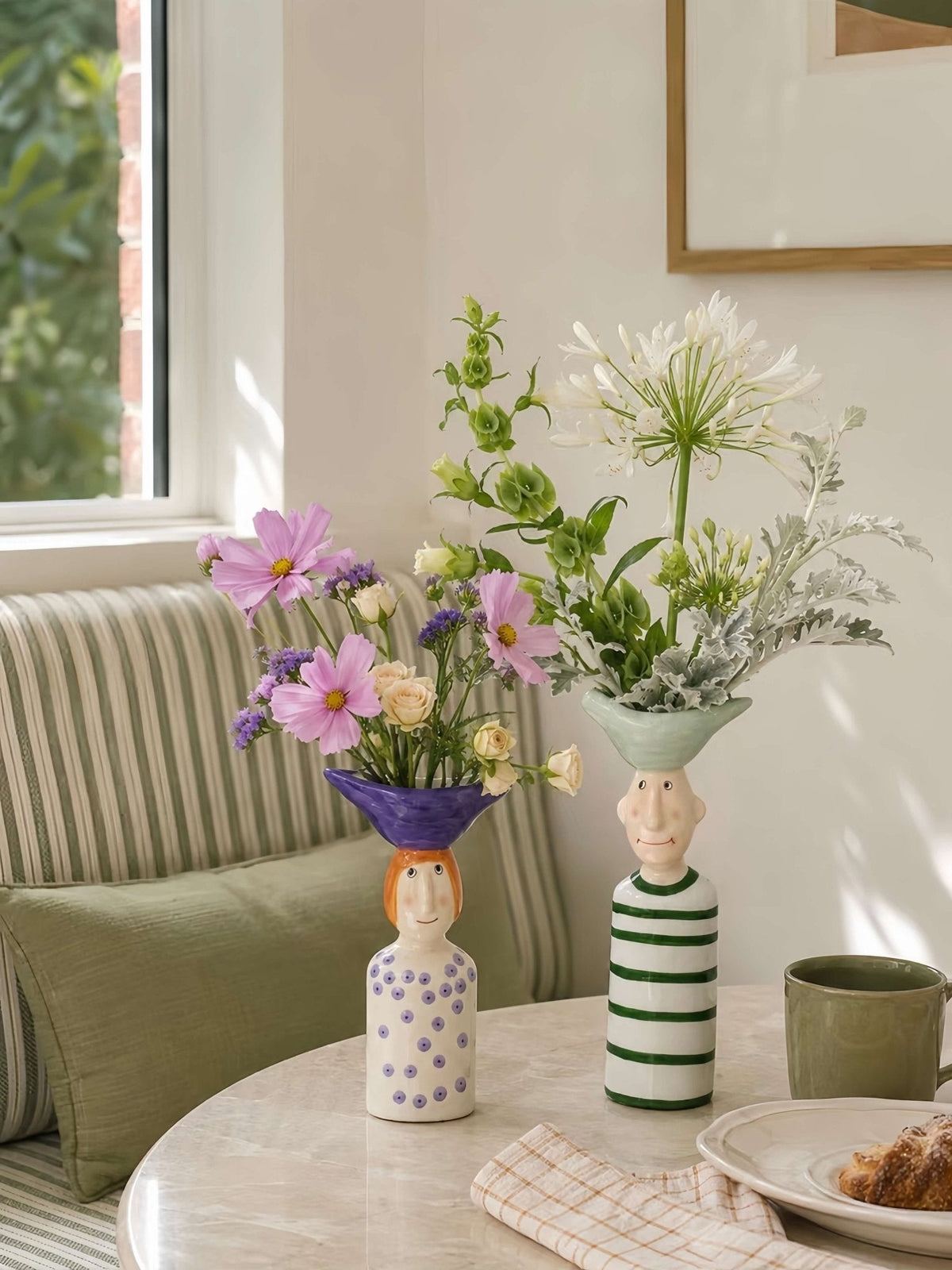 Couple Ceramic Flower Vase – Cute Whimsical Decor for Eclectic Shelf & Table -Vases- Couple Flower Vase-Lil Boy - Inspecial Home