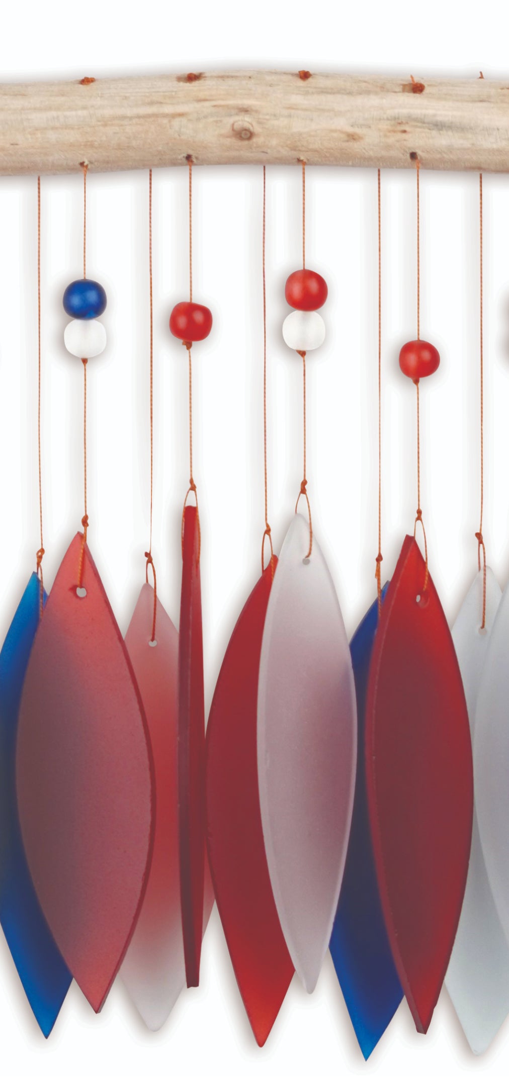 Patriotic Feather Sea Glass Wind Chime