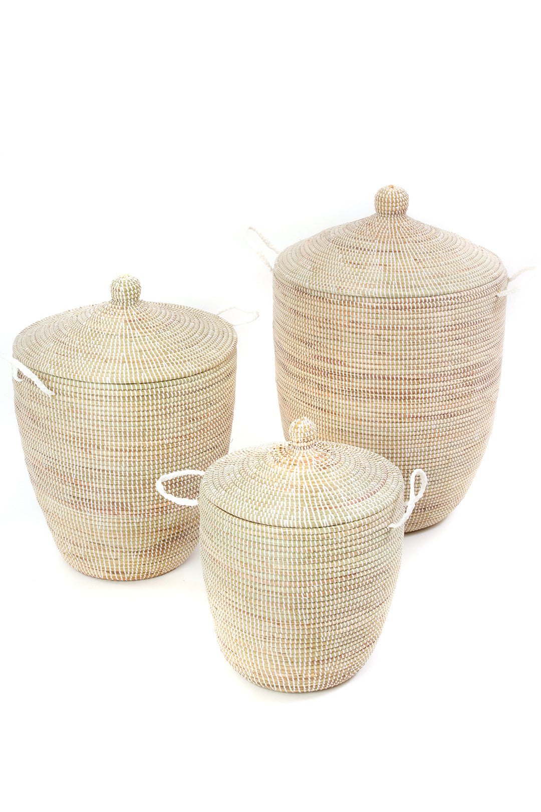 Set of Three Solid White Hampers Default Title