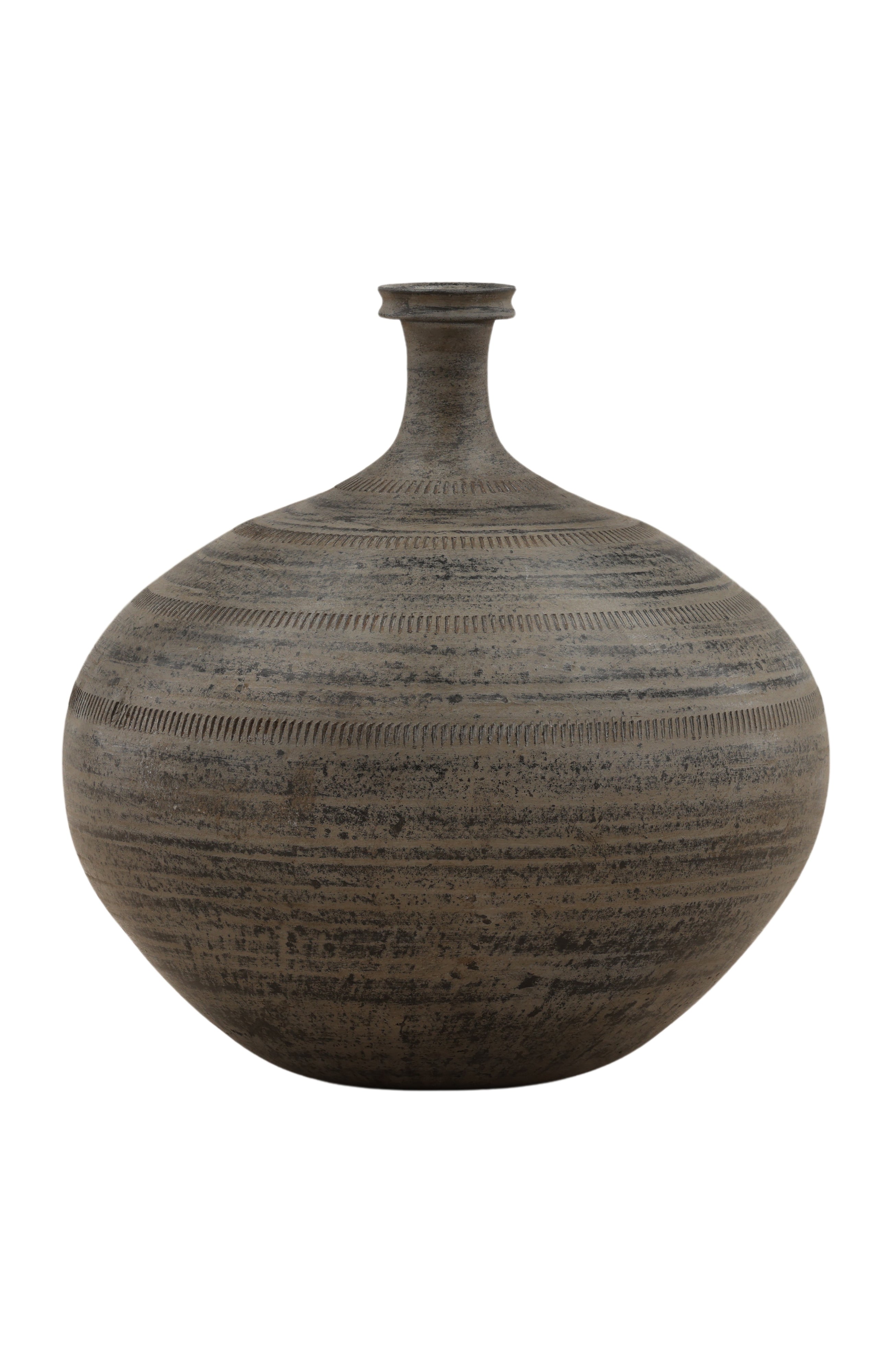 Thanos Textured Ceramic Decorative Vase - Antique Black