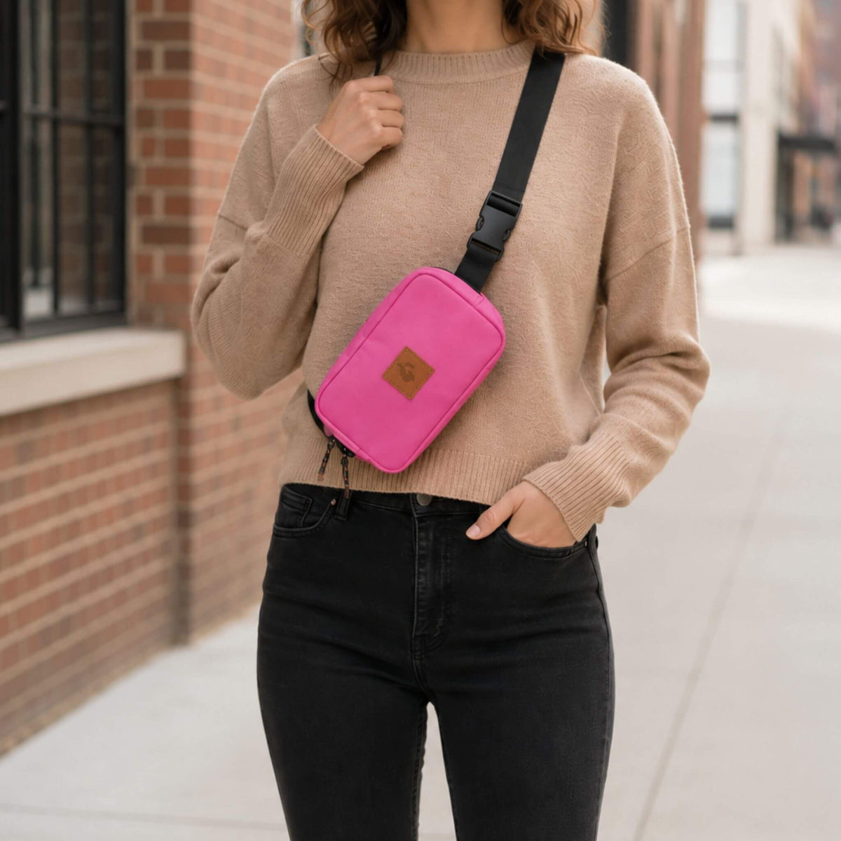 Canvas Crossbody Belt Bag Pouch, The Everywhere Belt Bag #color_hot-pink