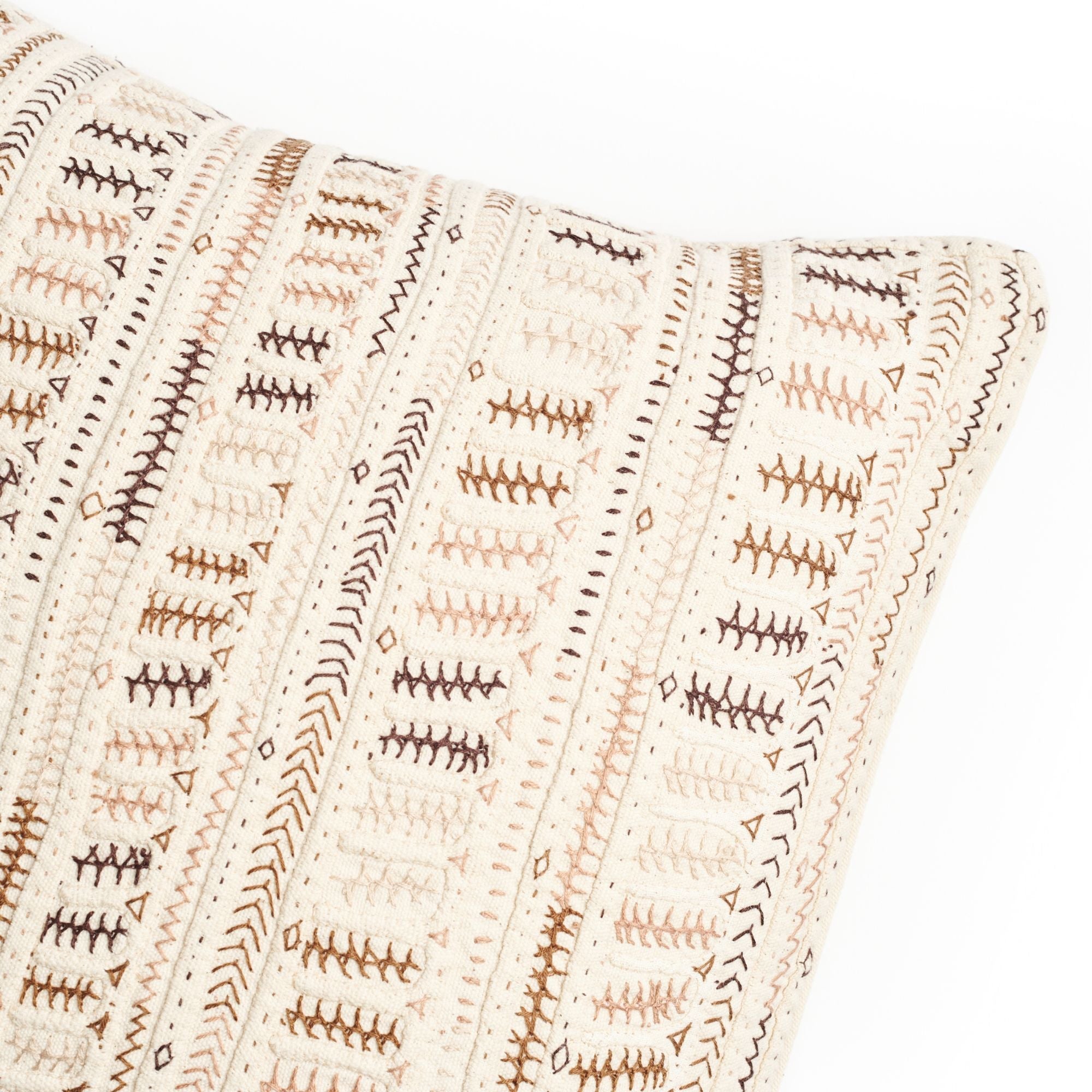 Dahli Brown Fully Hand Embroidered Artisanal Pillow - Thumbnail 4