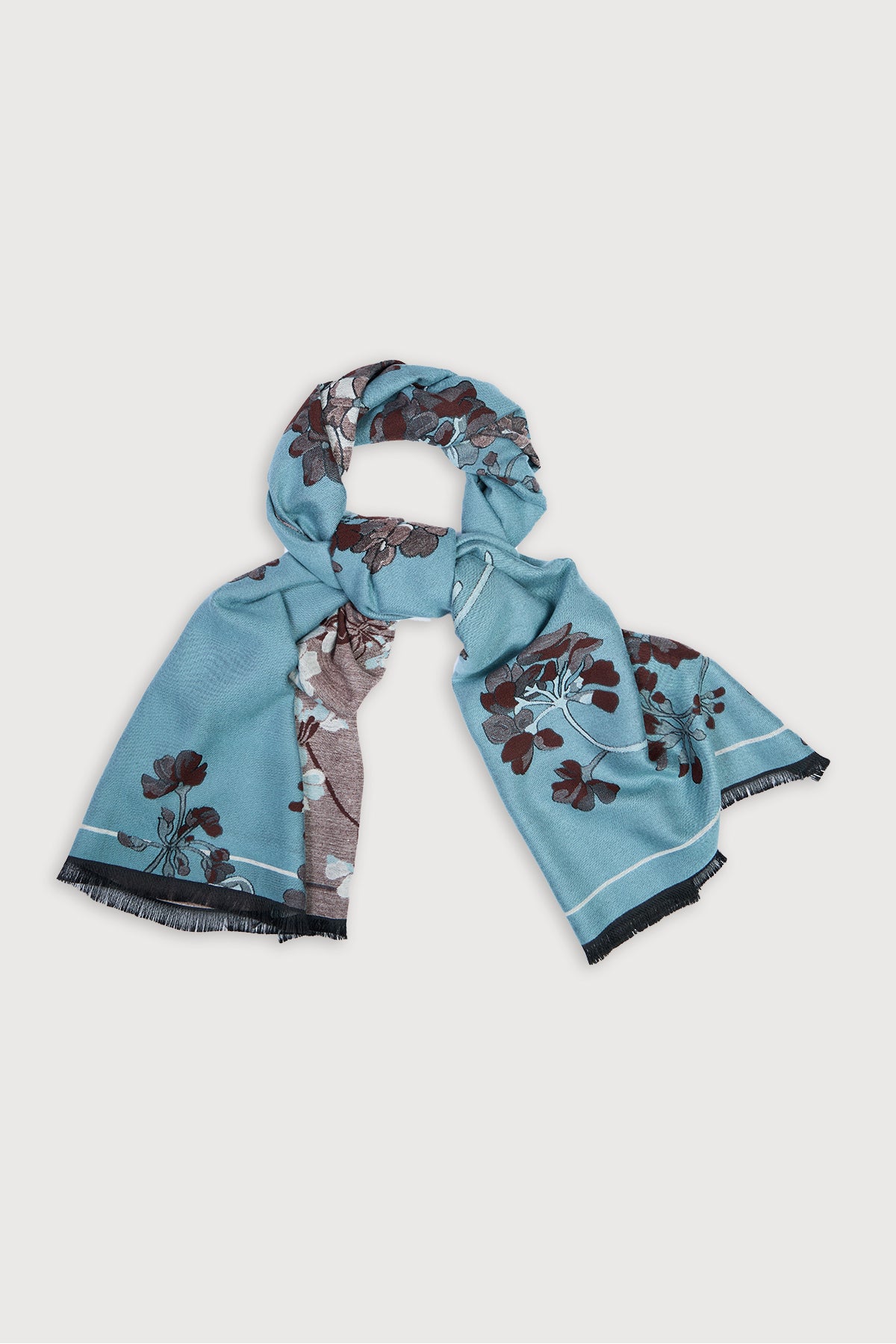 Marigold Bloom Reversible Scarf - Light Blue