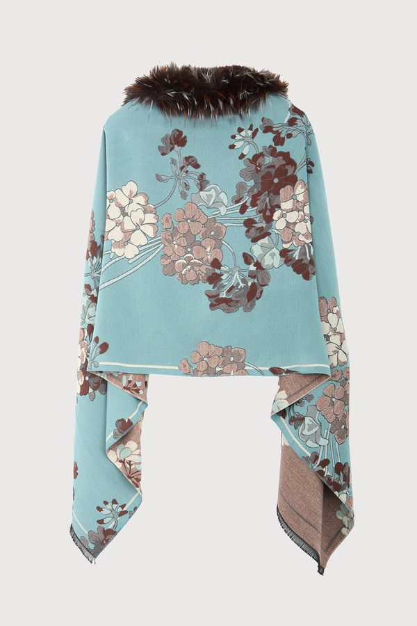 Bloom Reversible Fur Scarf - Light Blue