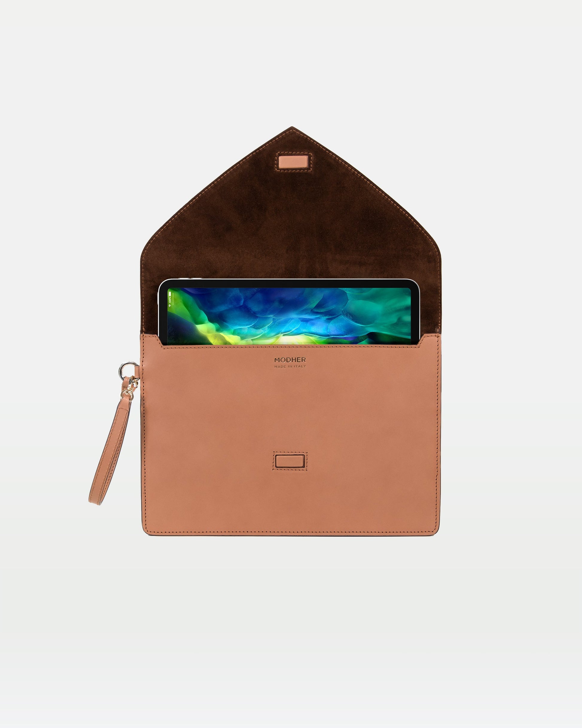 MODHER Envelope Clutch in Naturale vegetable tanned leather#color_naturale