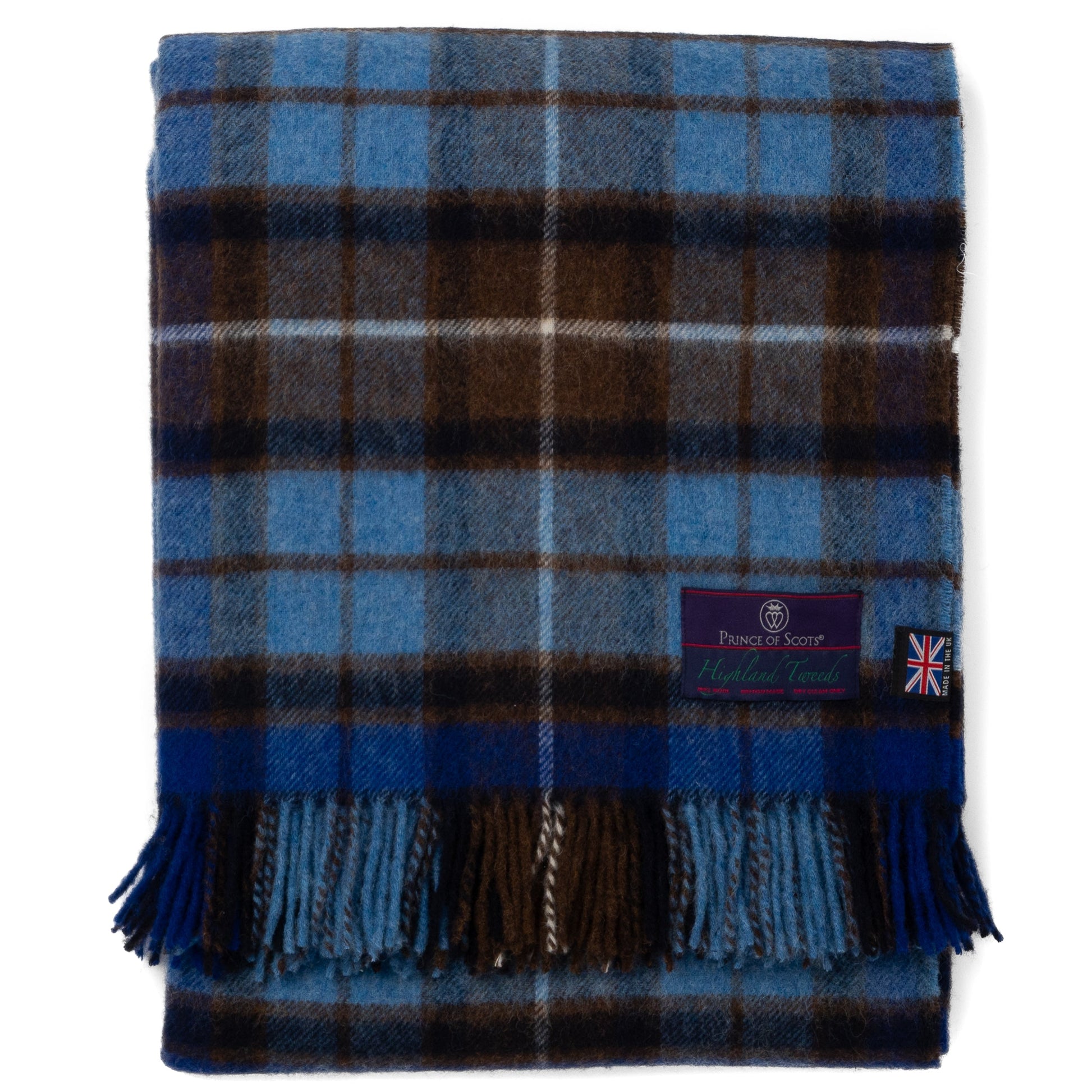 Highland Tweeds Shetland Lambswool Throw (Blue Buchanan)-Throws and Blankets-[bar code]-Prince of Scots
