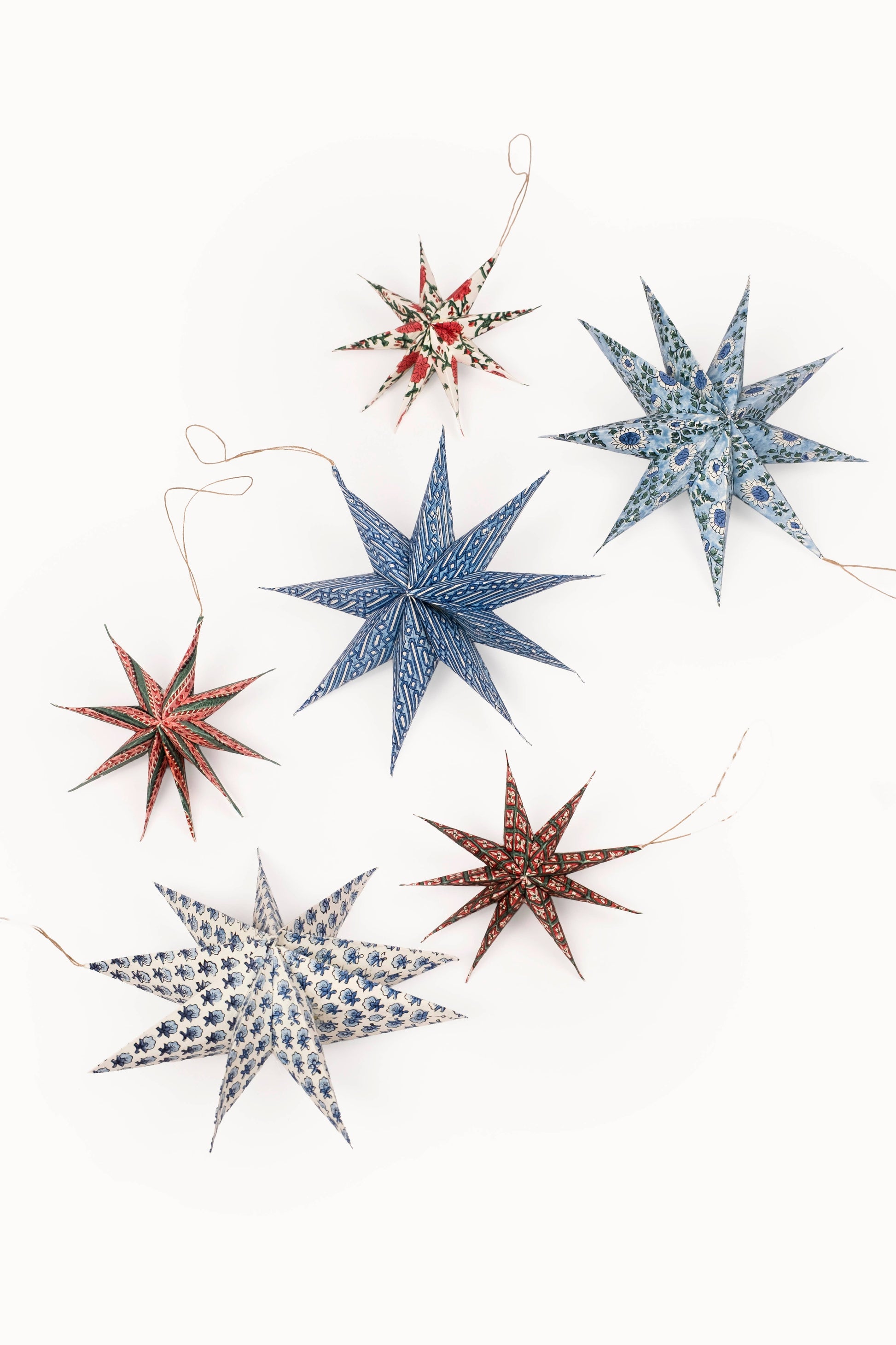 Large Blue Starlight Holiday Ornament Decor Stars (Set of 3)