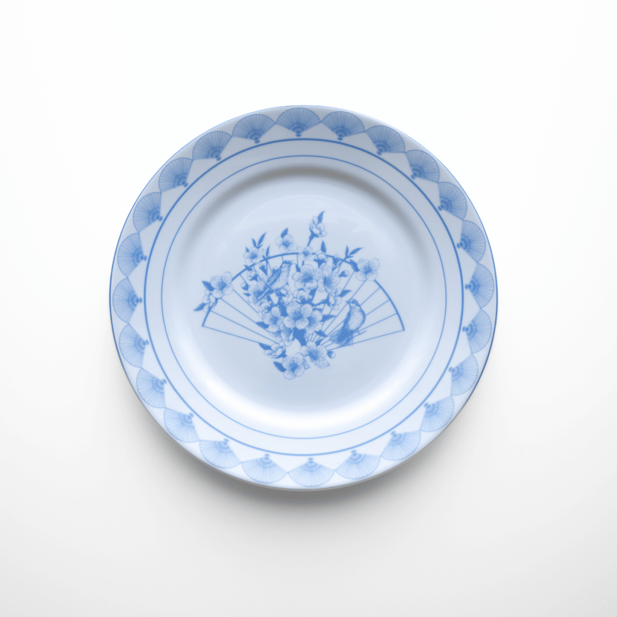 Blue Nightingale Dinner Porcelain Plates, Set of 4