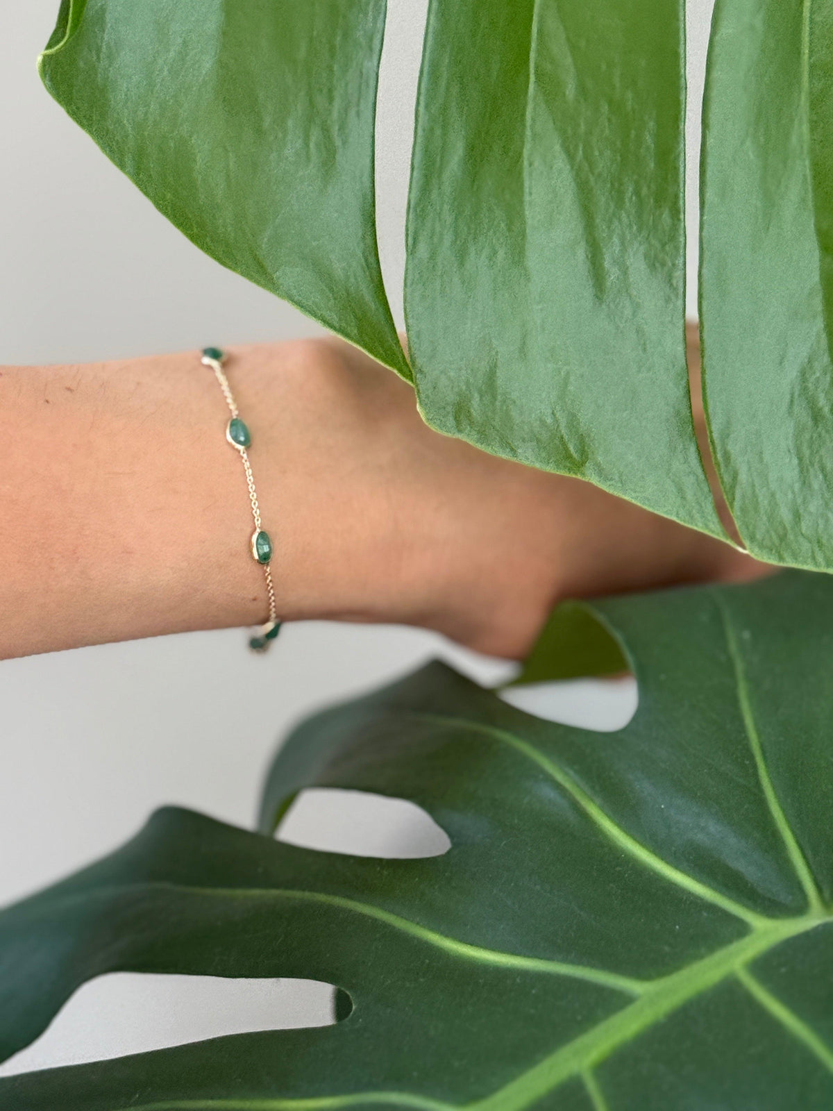 Emerald Spark (large) minimal everyday fine jewelry in solid gold and sterling 925 silver with natural gemstones.