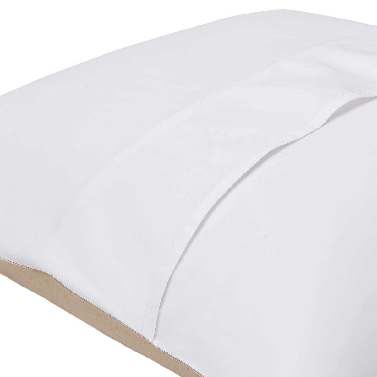 ES-061-2626_2|White and beige two-tone cotton sateen duvet cover, luxurious contemporary bedding with sophisticated design details.