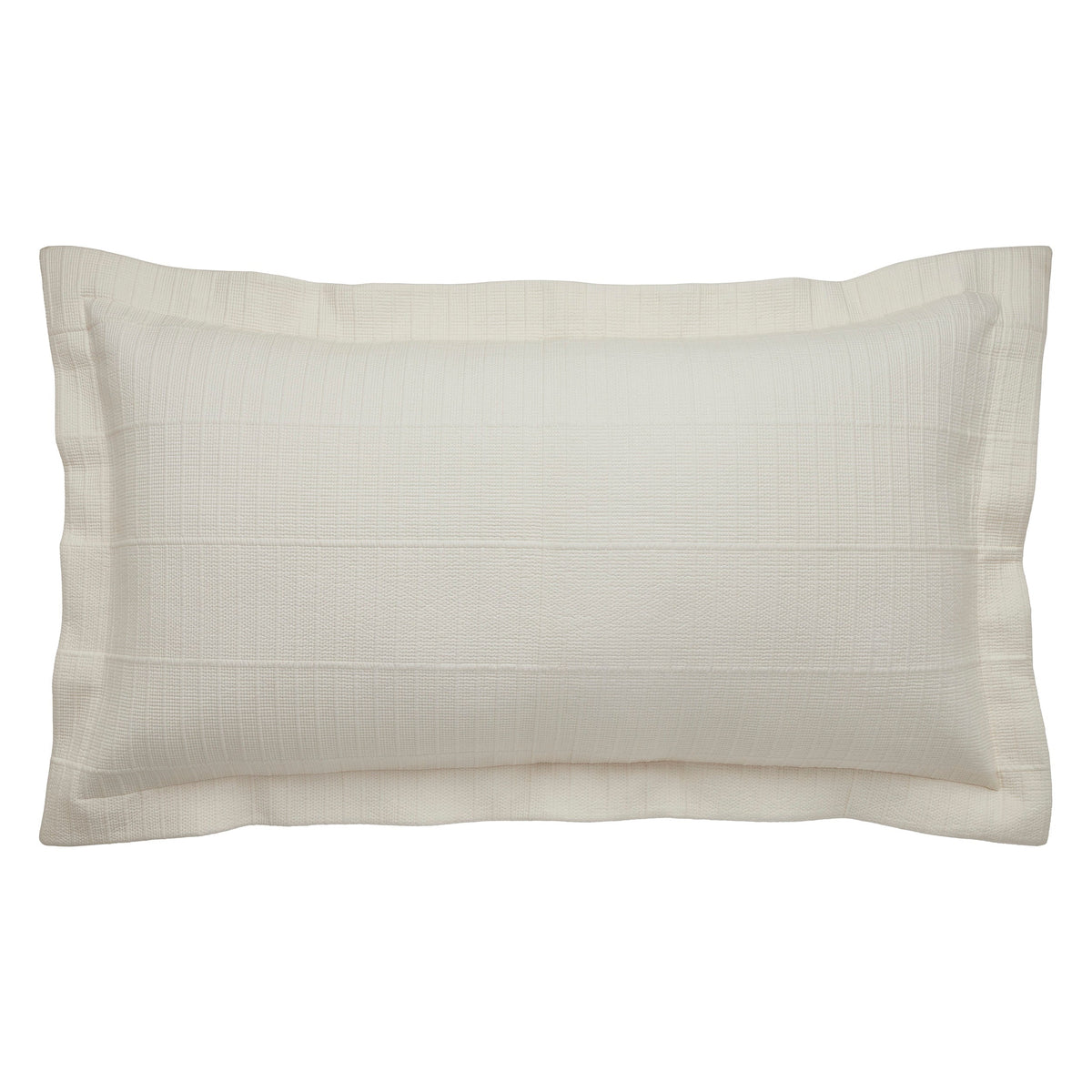 KS-271-2036_1|Elegant off-white textured woven coverlet pillow sham, featuring a subtle ribbed pattern for sophisticated bedroom styling.