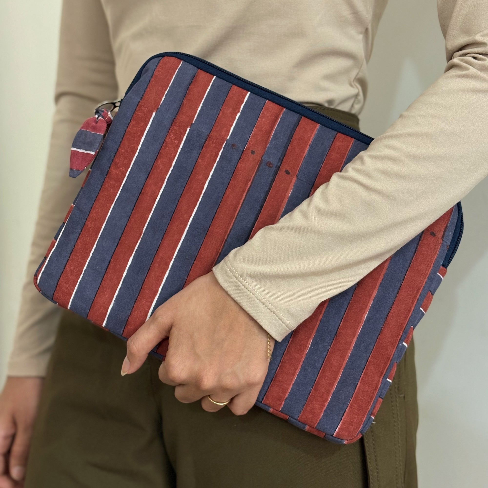 Quilted Cotton Tablet Sleeve with Hand Block Print