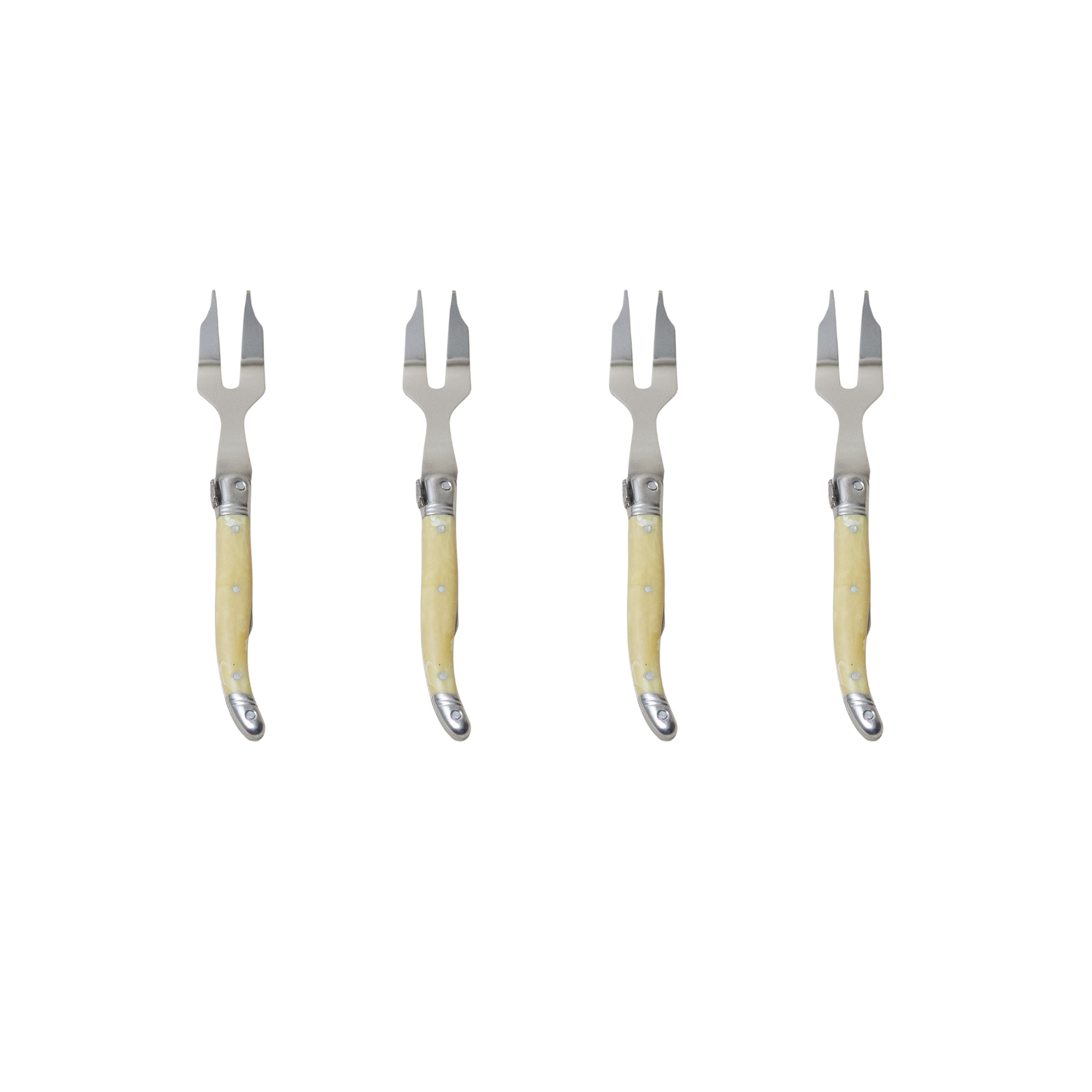 Set of 4 Laguiole Mini Cheese Fork Pale Horn