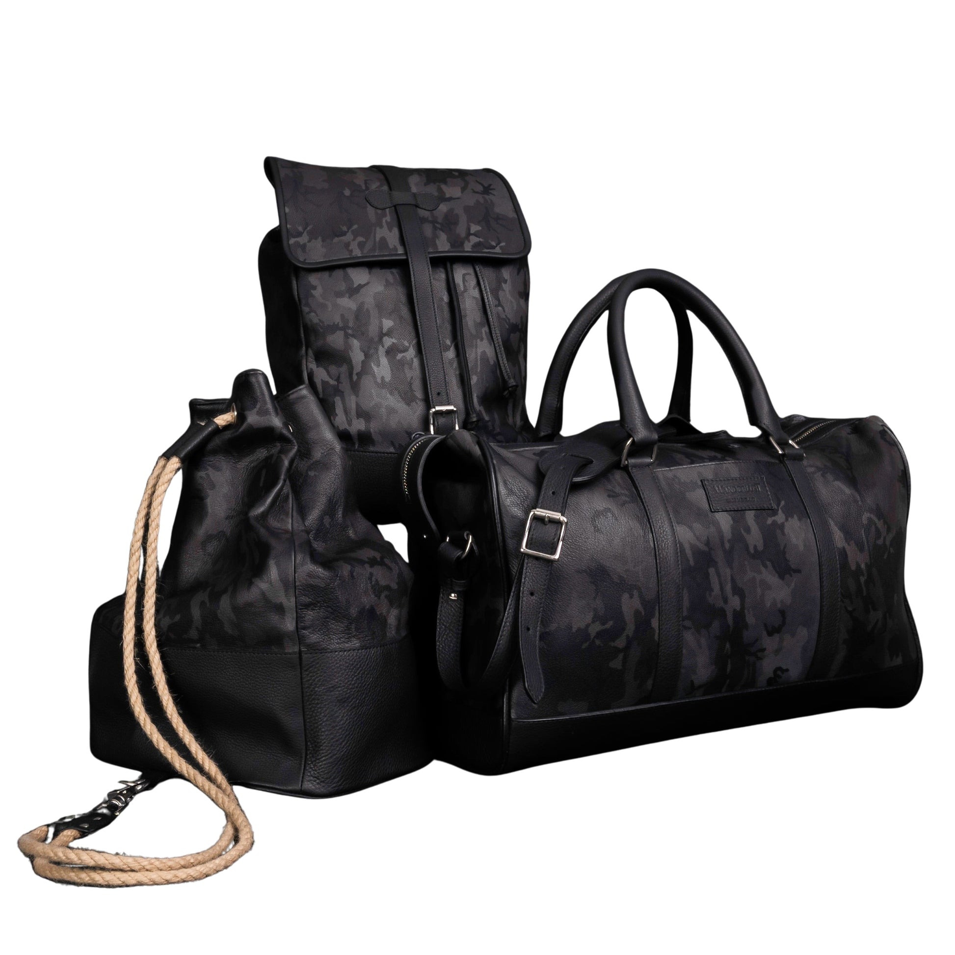 WANDERLUST Leather Duffle Bag ~ Grey Camo-Luggage-[bar code]-Prince of Scots