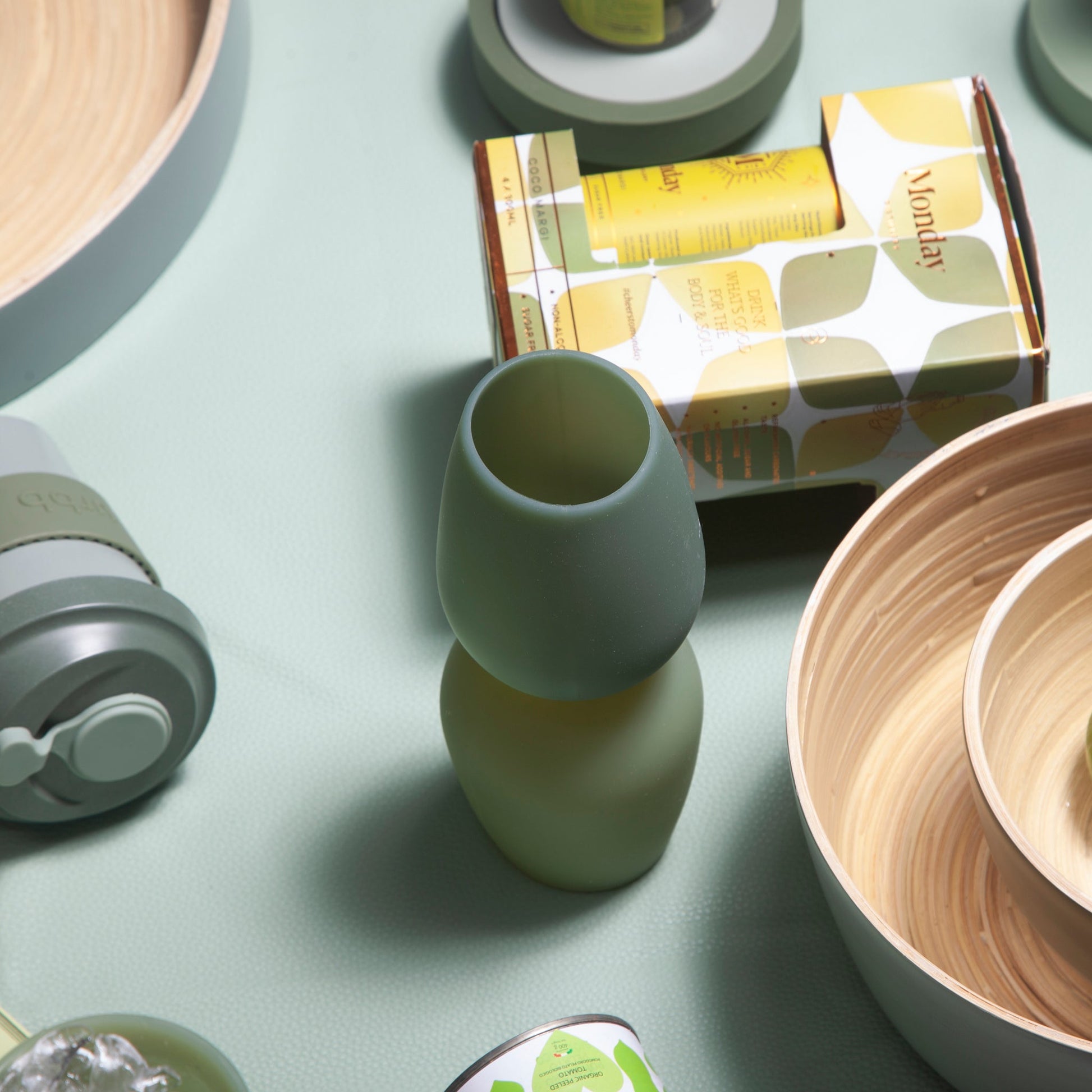 sage + olive | fegg | silicone unbreakable glasses - porter green | style + sustainability