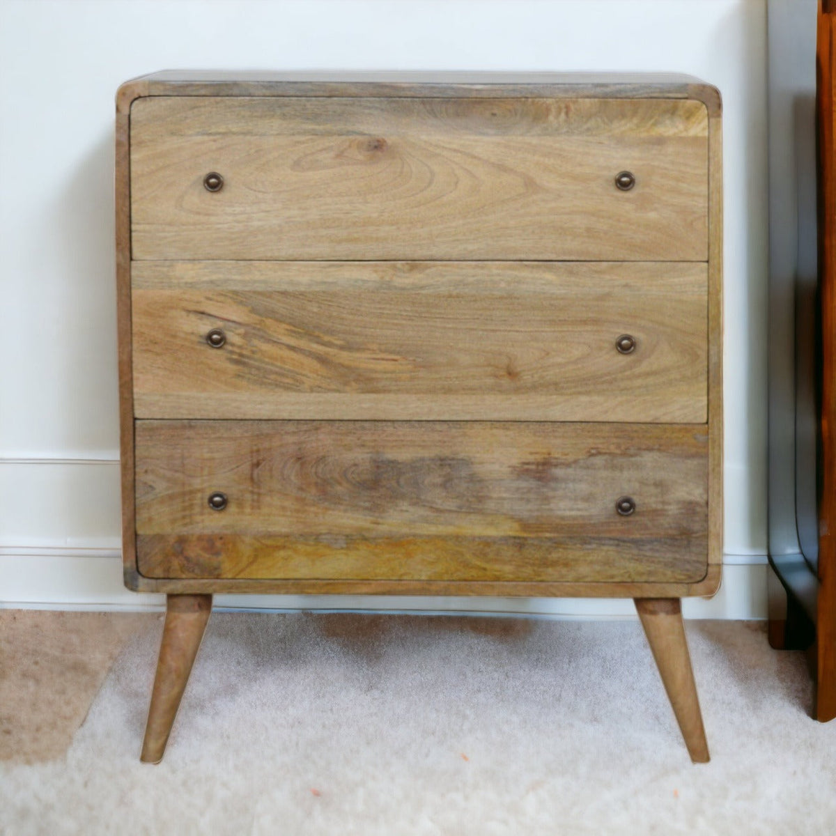Curved Oak-ish Chest, 3-Drawers