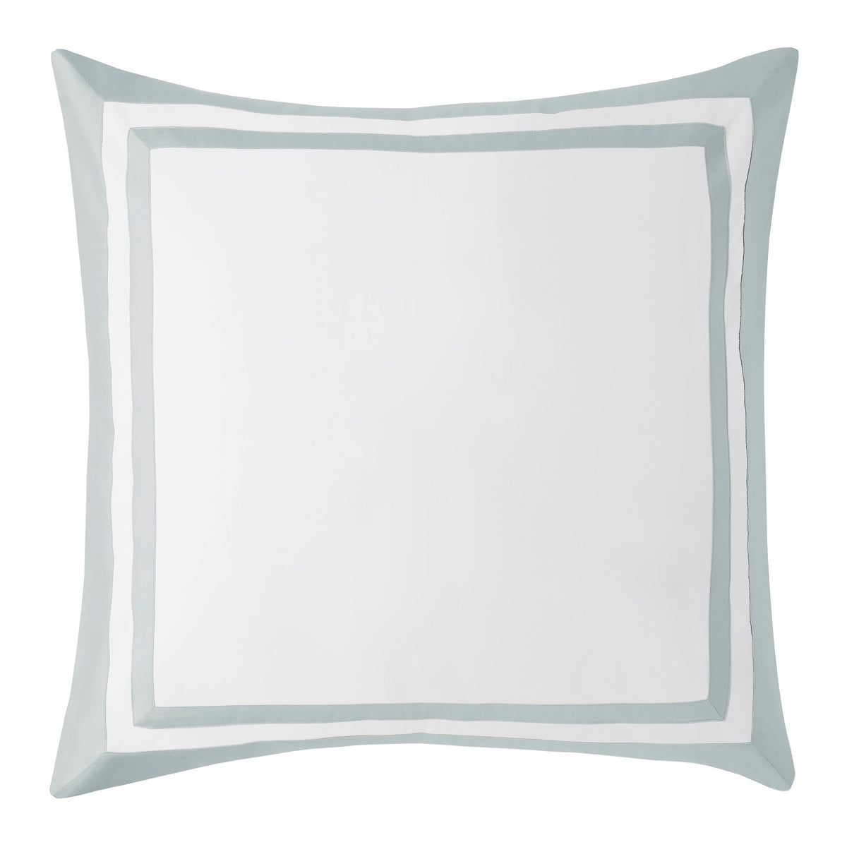 ES-063-2626_1|Elegant white duvet cover design featuring a stylish light blue double-band framed border. Premium soft cotton bedding.