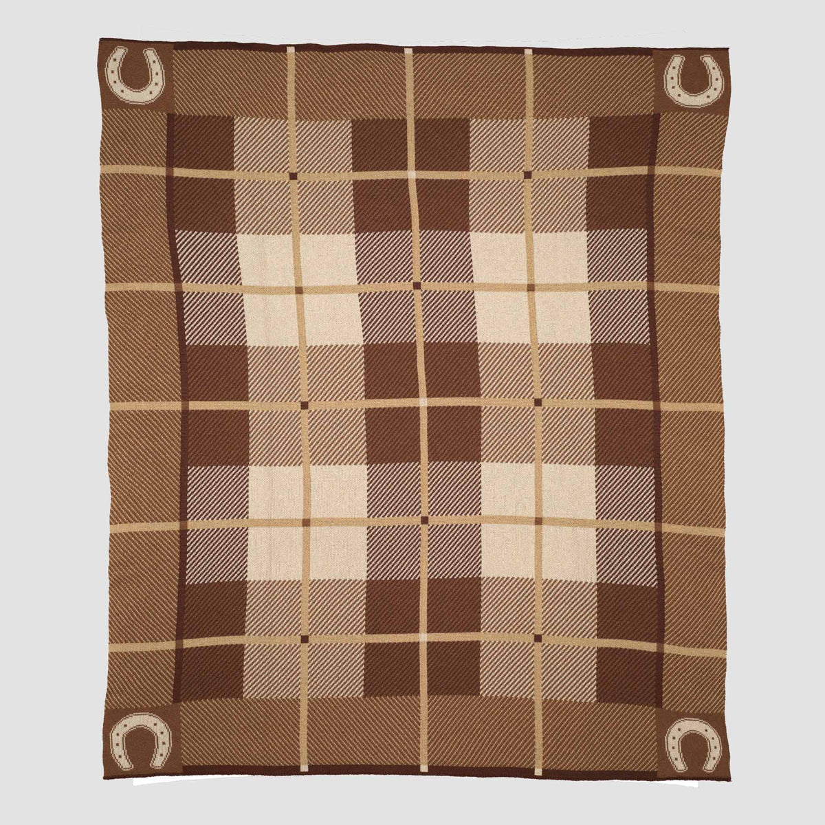 In2Green Eco Throw Cotton Sustainable Knit Stripe Throw Blanket - Equestrian Barn Plaid 601570193934 BL01EBP2