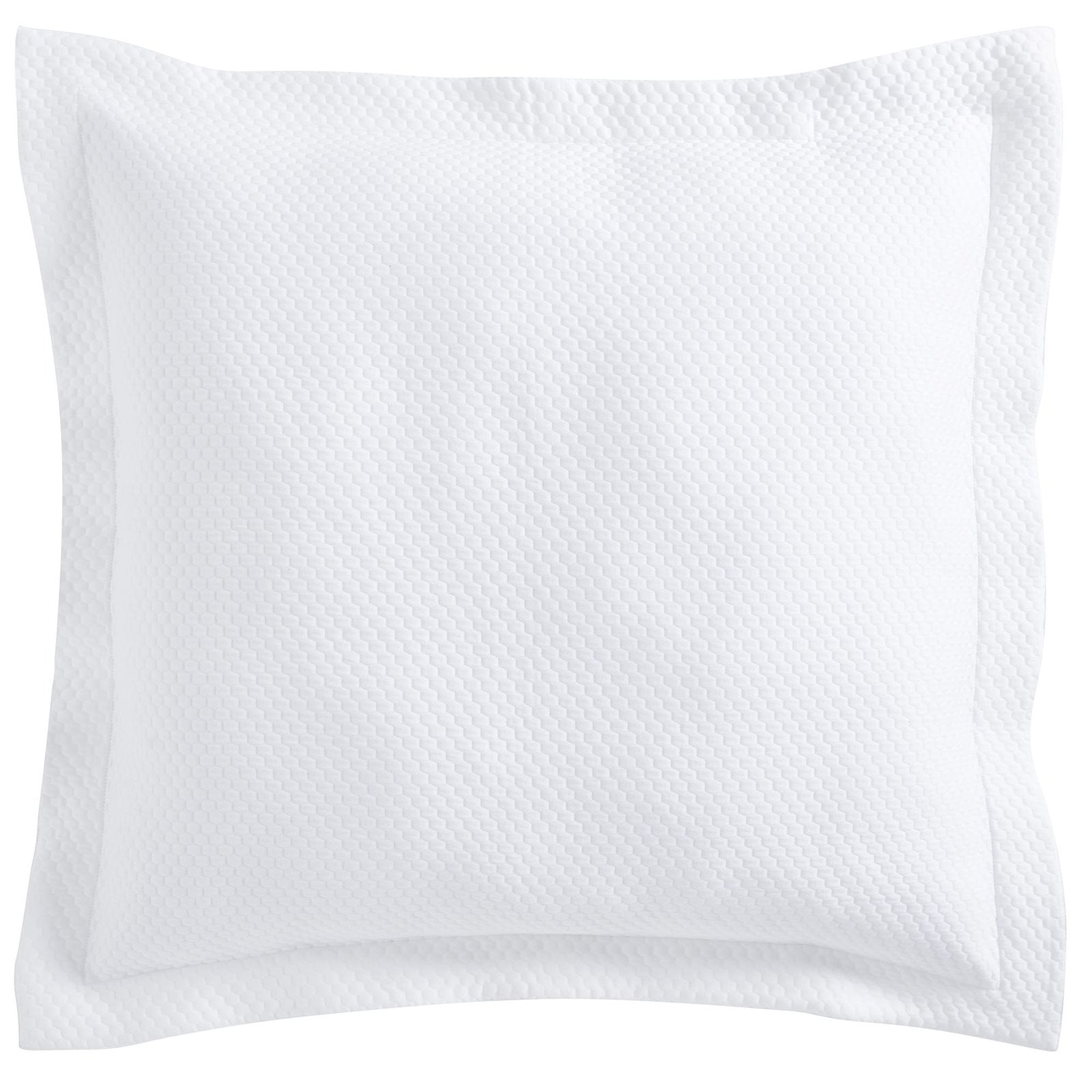 ES-256-2626-LOT1W-LOT1_1|White quilted Euro sham with an all-over small grid or honeycomb pattern and flanged border, a coverlet item.