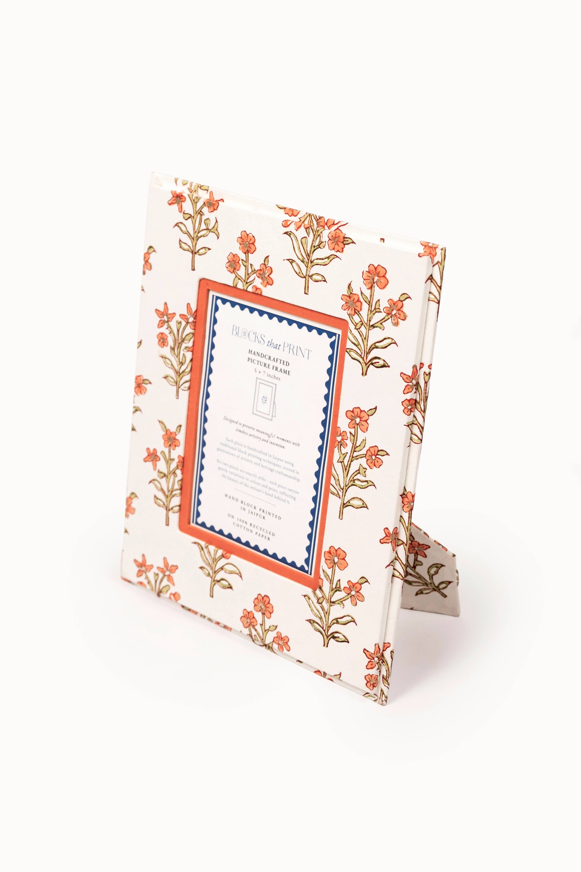 Large Block Print Photo Frame (5 by 7) - Leela Apricot