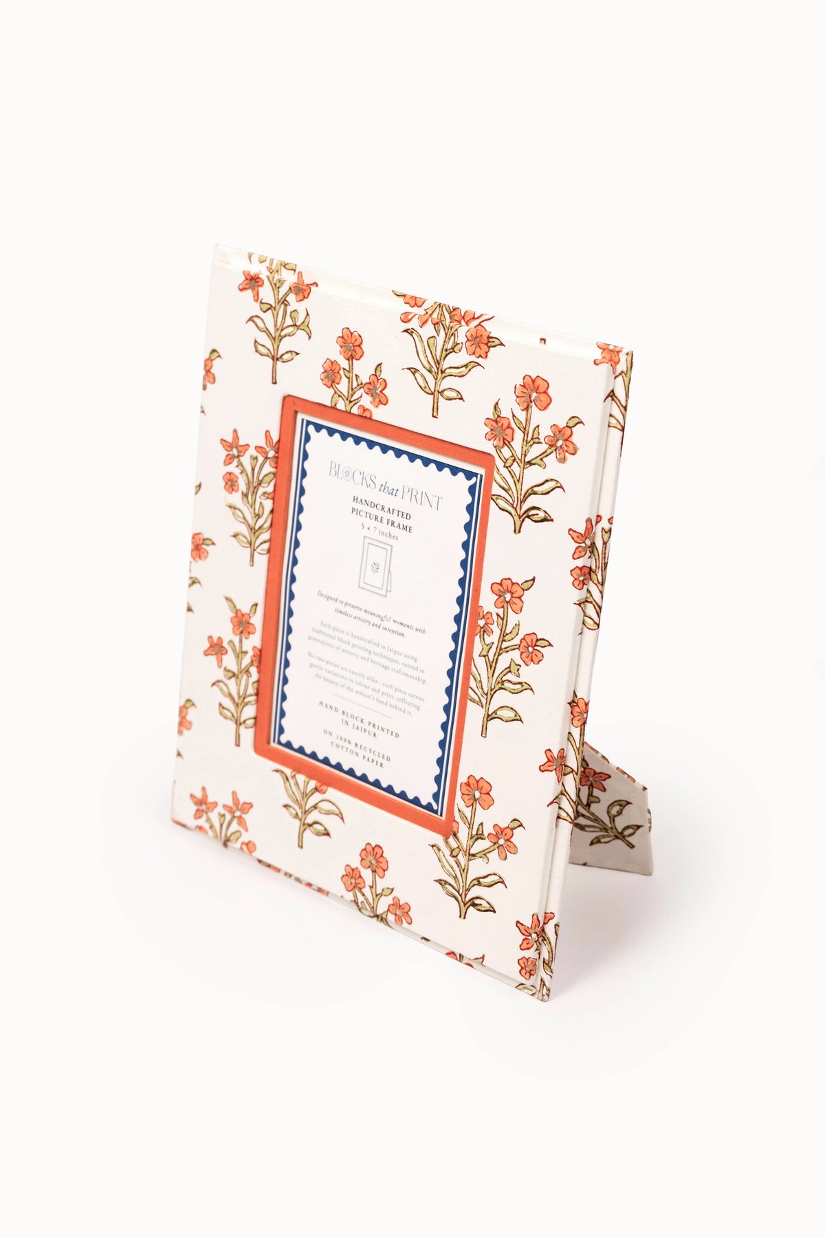 Large Block Print Photo Frame (5 by 7) - Leela Apricot