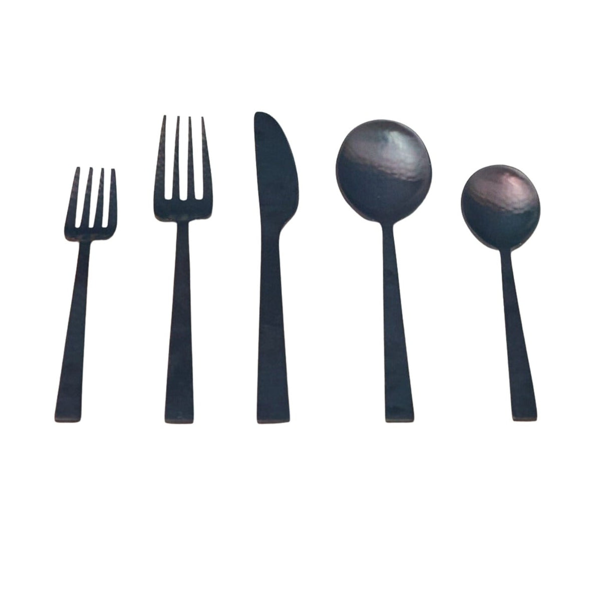 Hammered Black Flatware Set