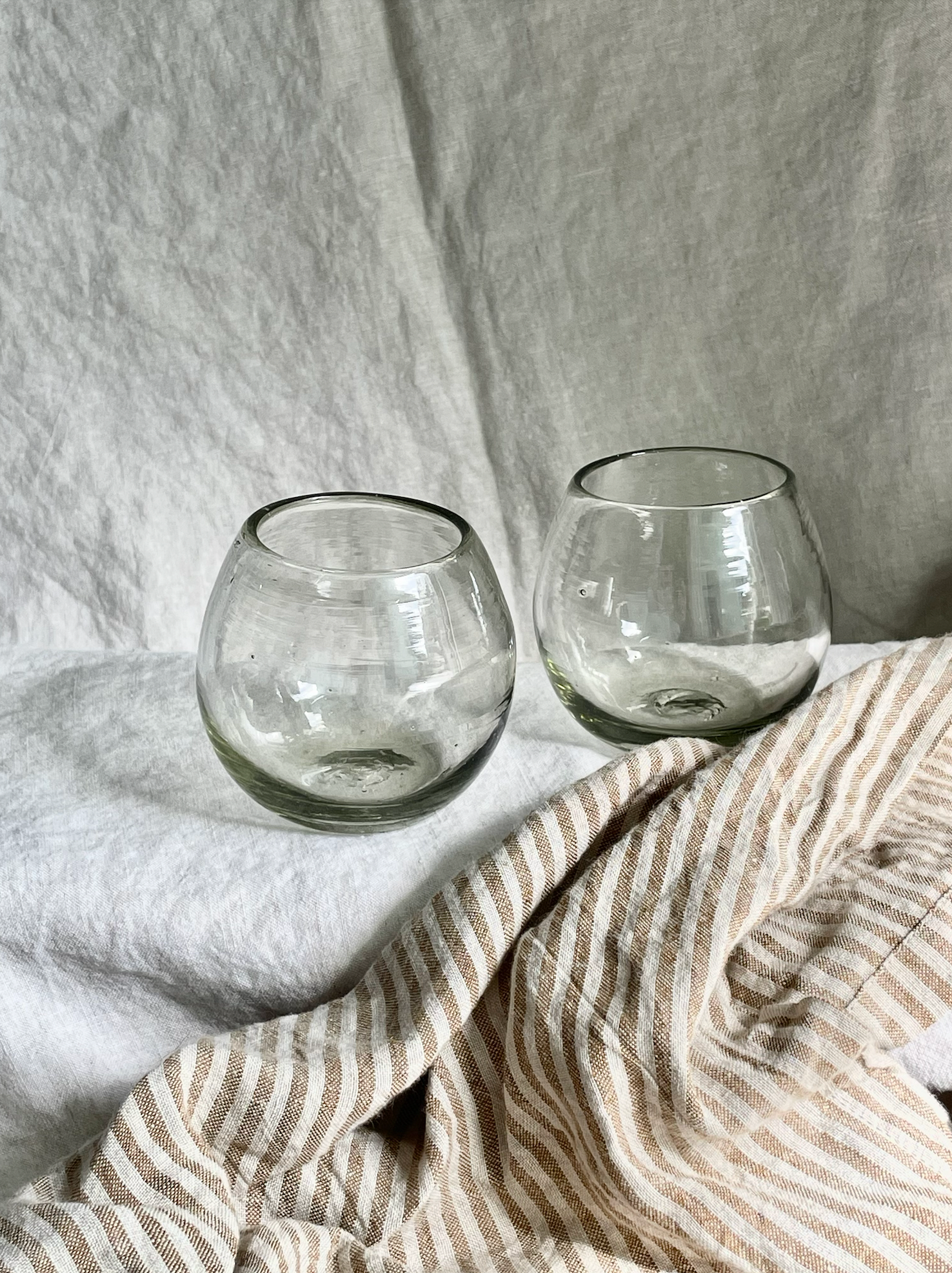 Ronde Blown Glass, Clear, Set of 2