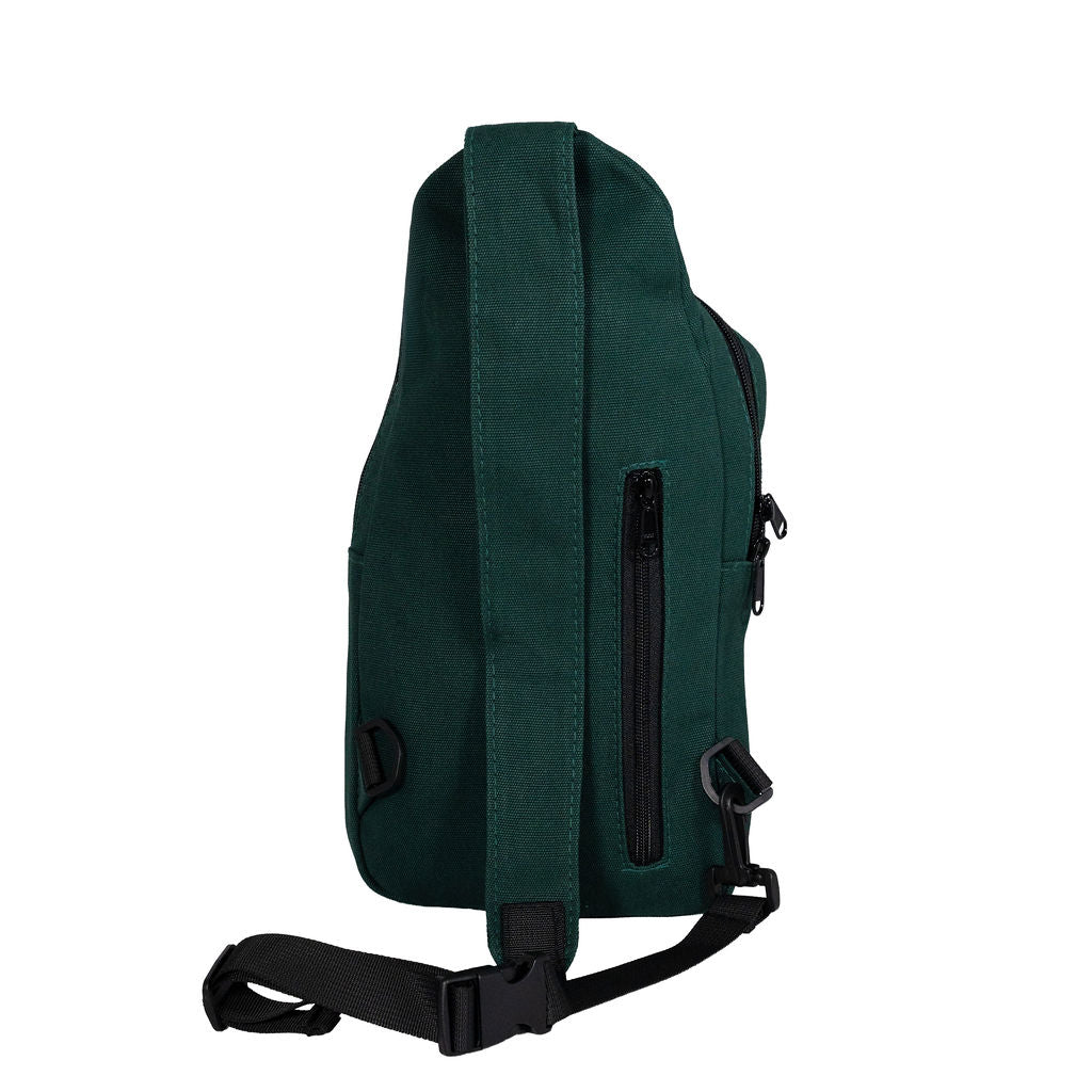 Umoja large canvas crossbody sling bag in forest green — Ecodunia #color_forest-green
