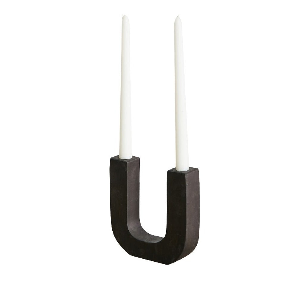 African decor  U-Shaped Wood Candle Holder