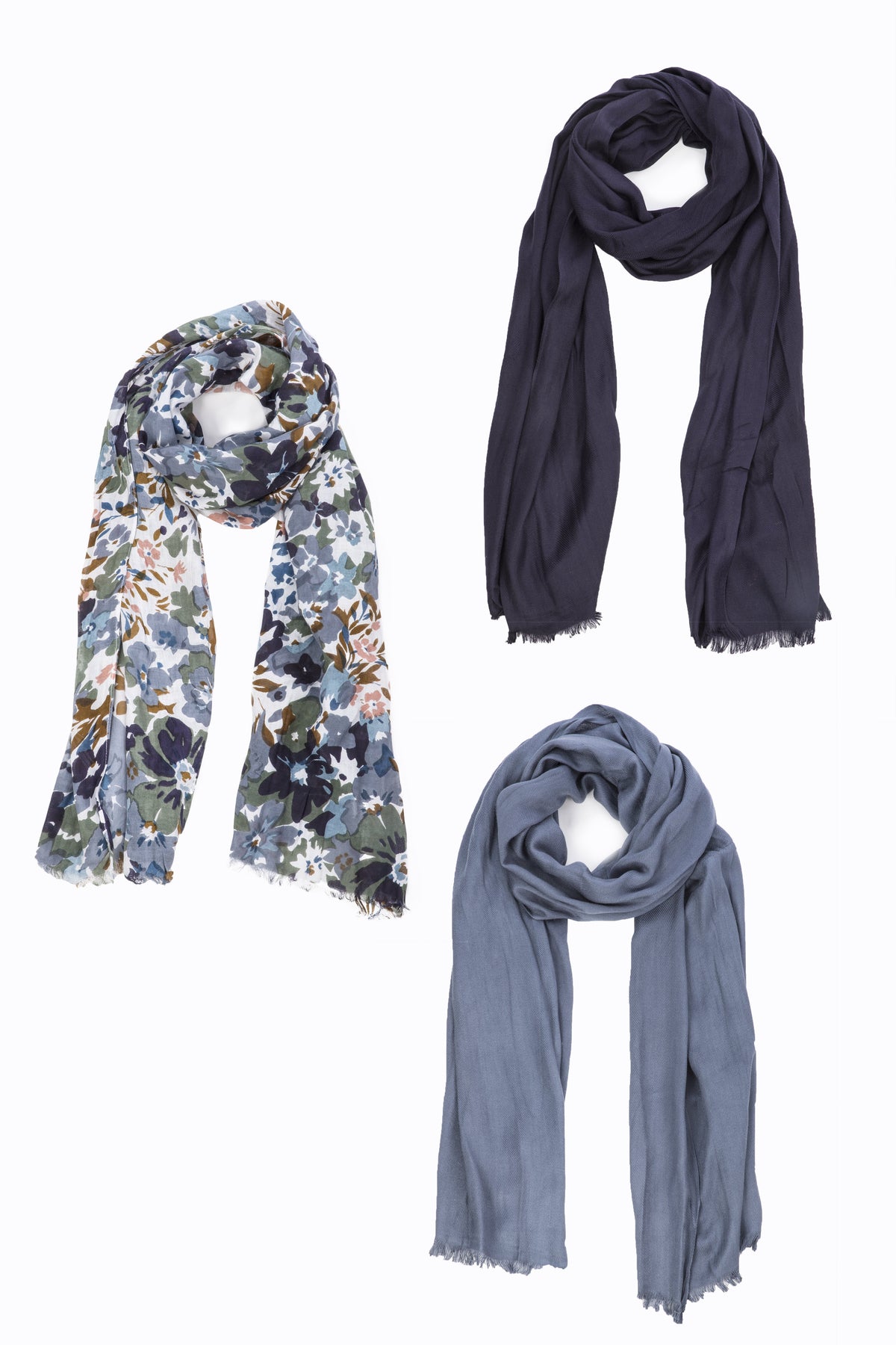   Flower Garden Scarf Set - Light Slate Gray