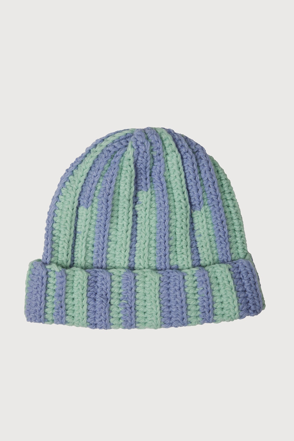 Candy Striped Chunky Beanie - Periwinkle