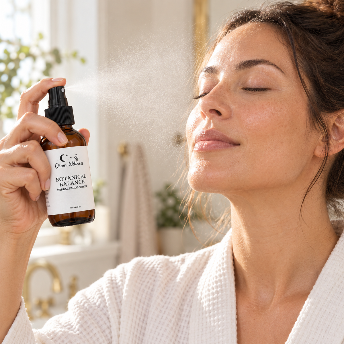 Botanical Balance Facial Mist in use, included in Facial Essentials Gift Set