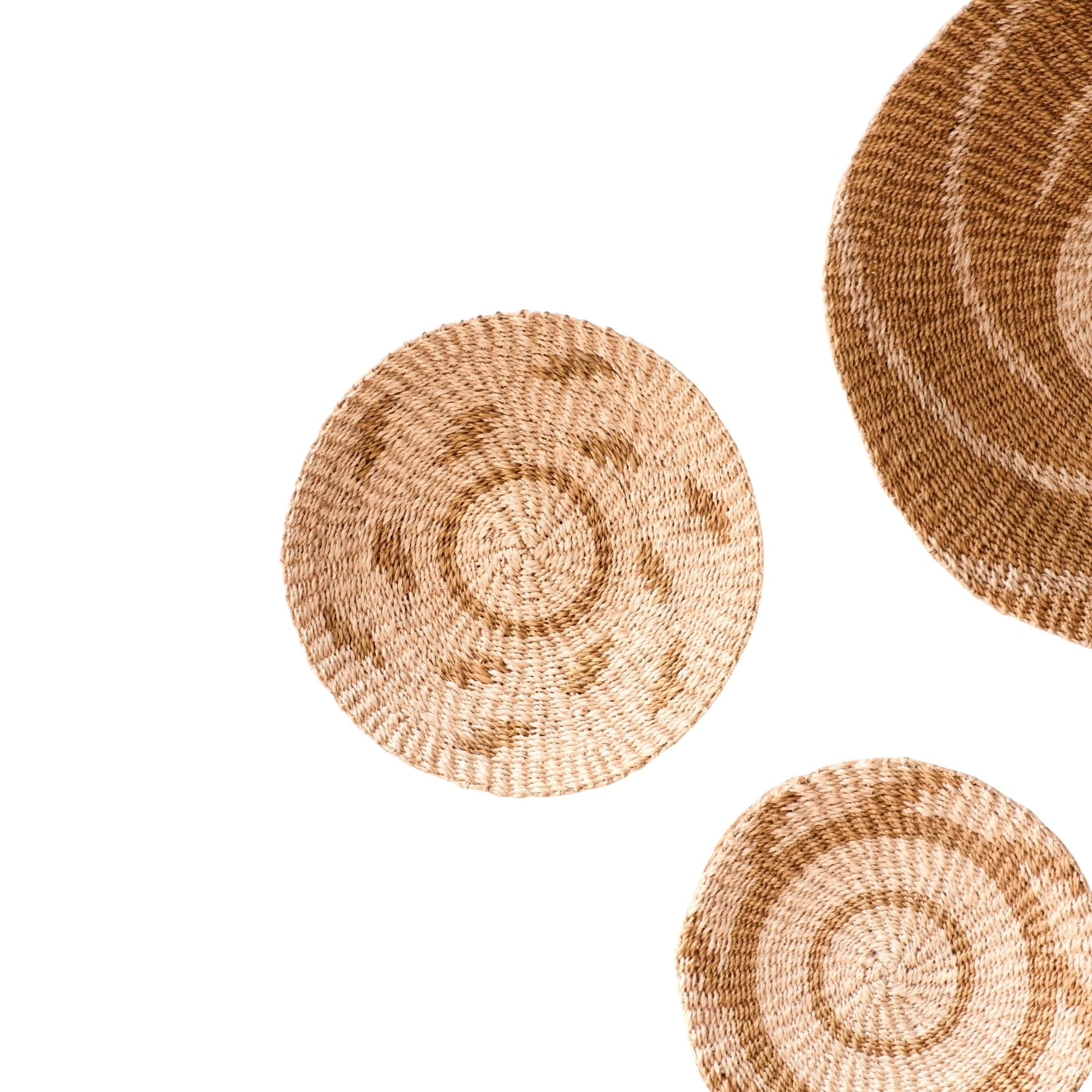Wall Baskets - Natural + Brown Wall Baskets, Medium - Round Wall Baskets | LIKHÂ - LIKHÂ