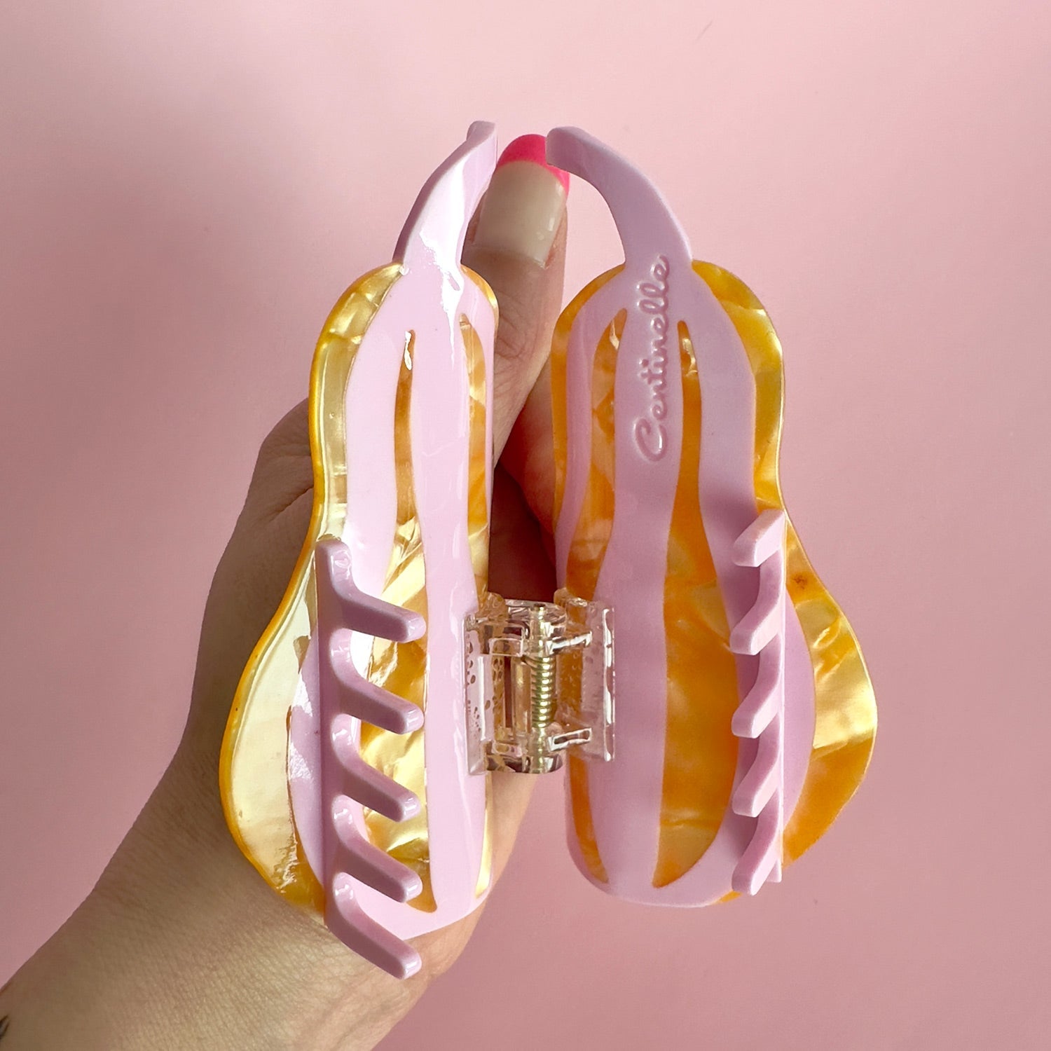 Cozy and delicious fall pink squash hair claw