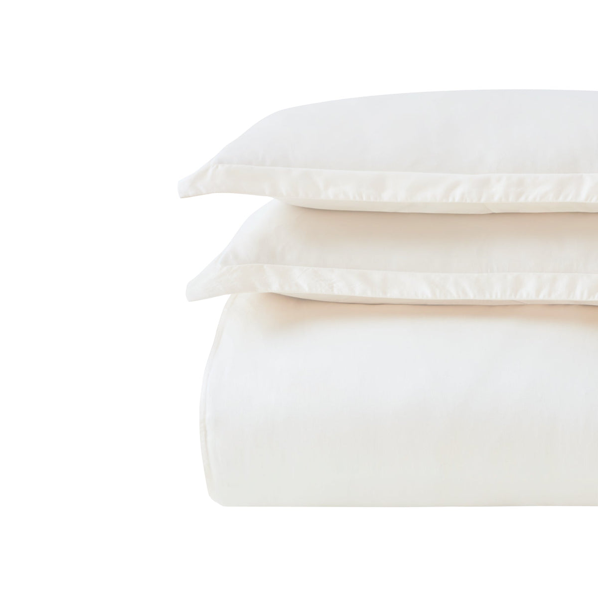 DT-046-9092_6|Stacked elegant cream soft cotton duvet cover with matching pillowcases, a comfortable and classic bedding set essential.