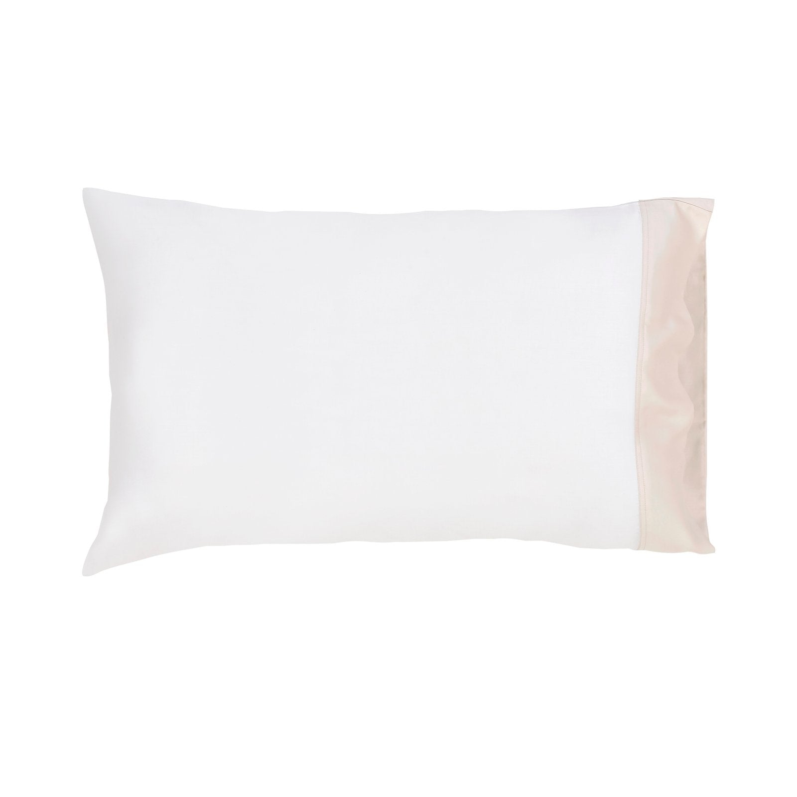 AKP-512-2040_1|White 100% Lyocell pillowcase with beige sateen border, soft and breathable for luxurious cooling comfort. (117)
