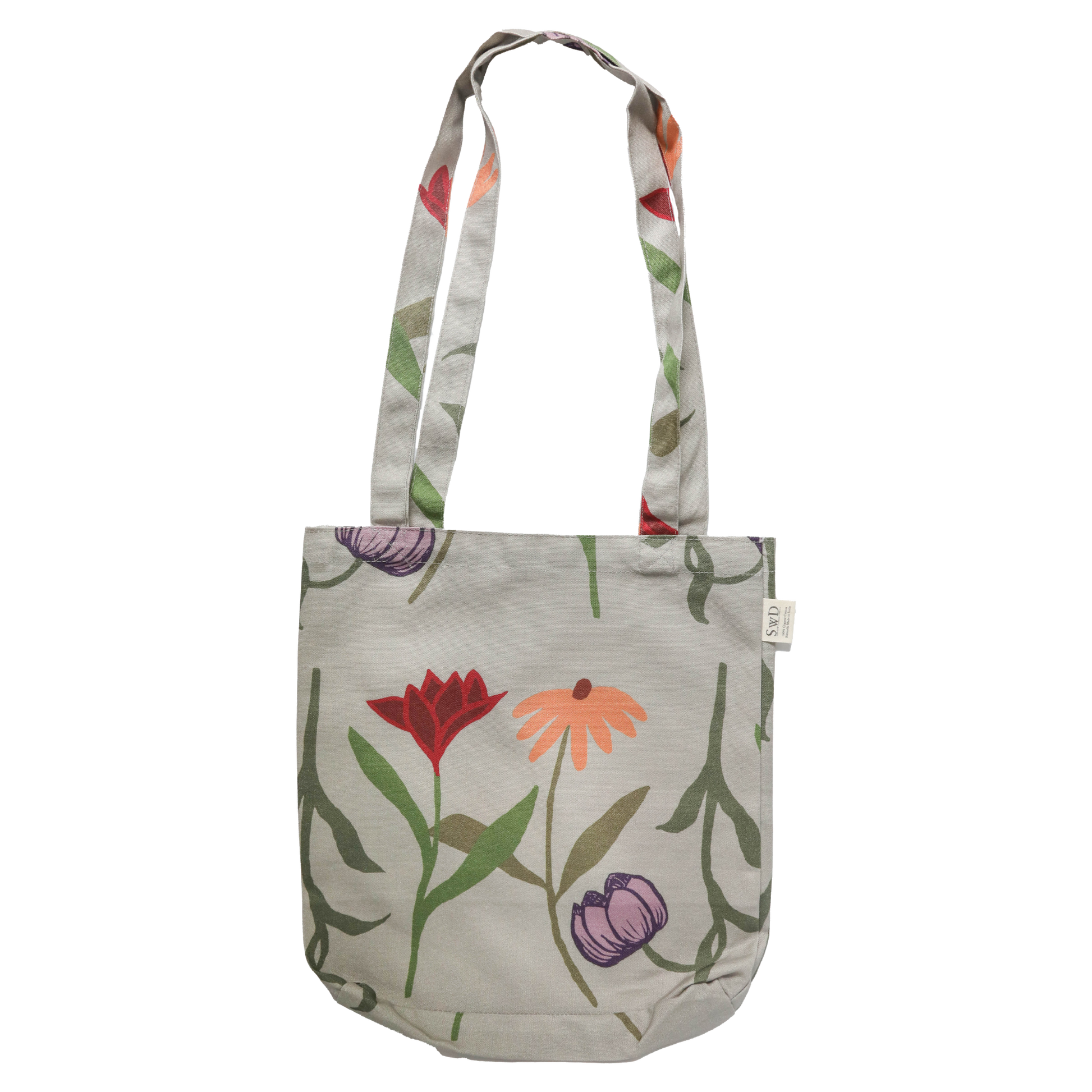 Red Orange Purple White Flower Tote Shoulder Bag